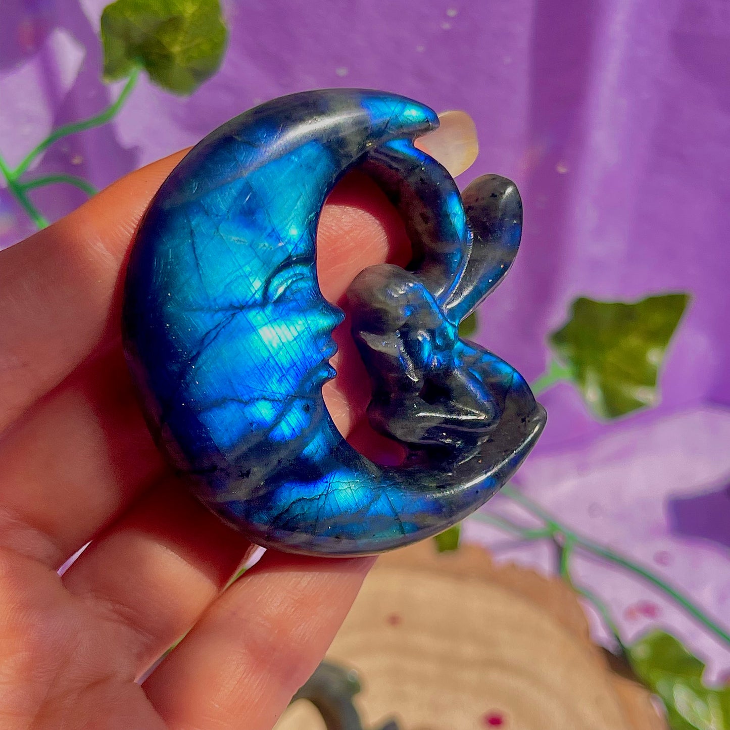 labradorite moon & fairy carvings