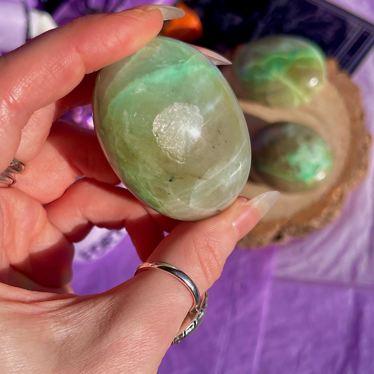 garnierite green moonstone palm stones ~ intuitively chosen