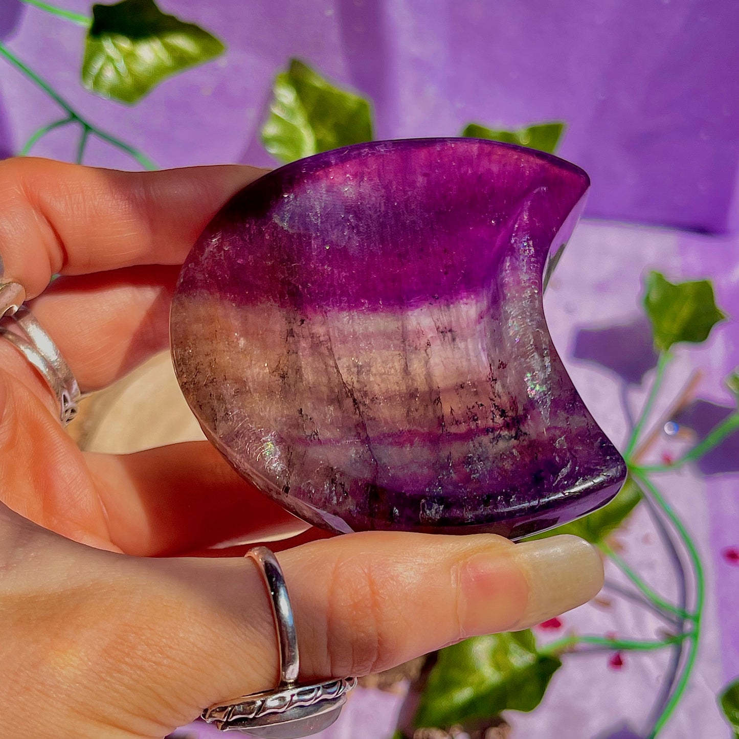 rainbow fluorite moon bowl C
