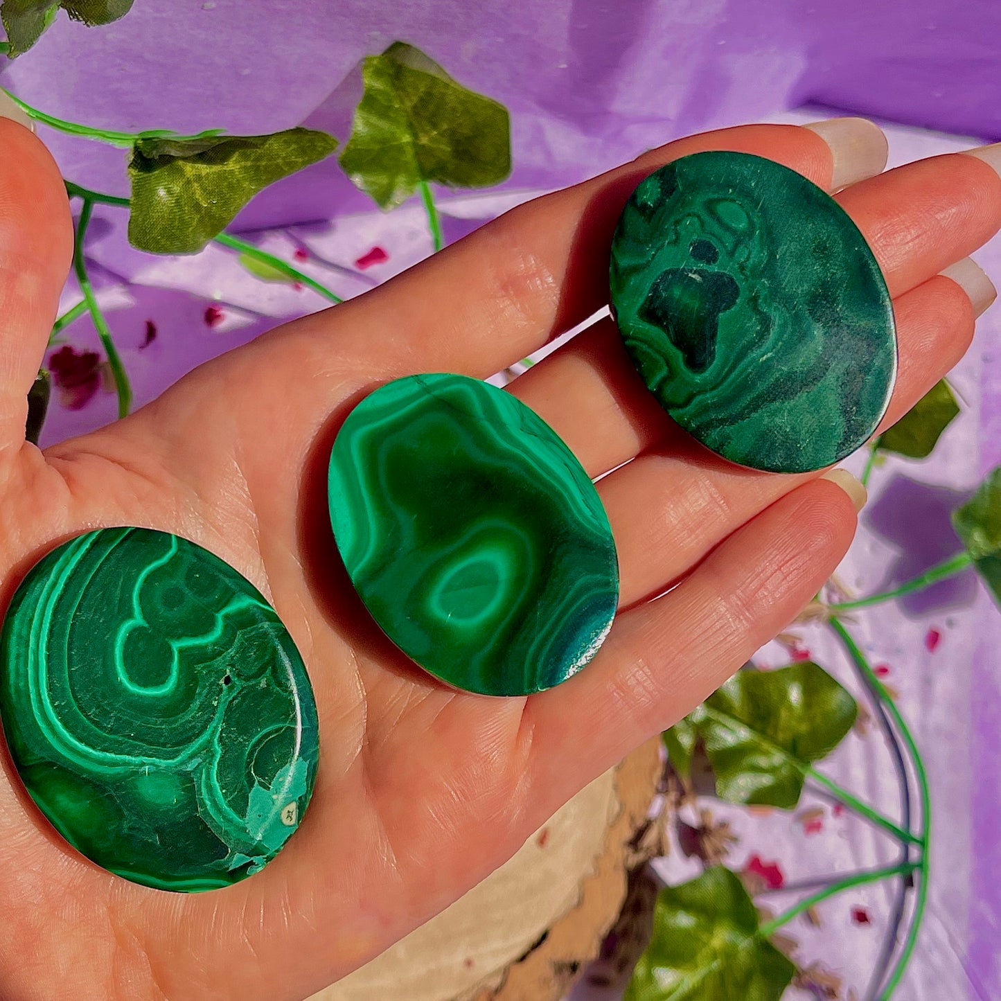 malachite palm stone ~ intuitively chosen