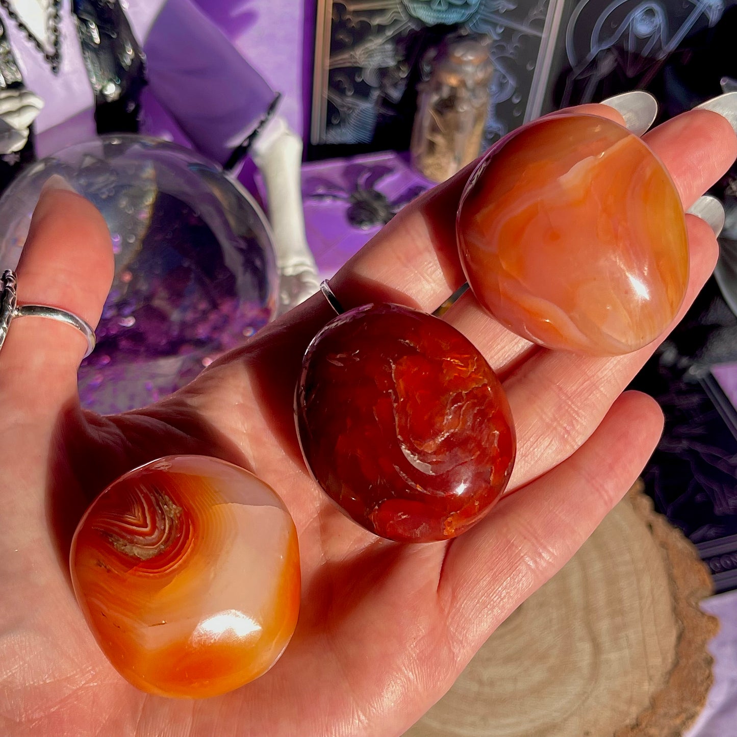 carnelian small palm stones ~ intuitively chosen