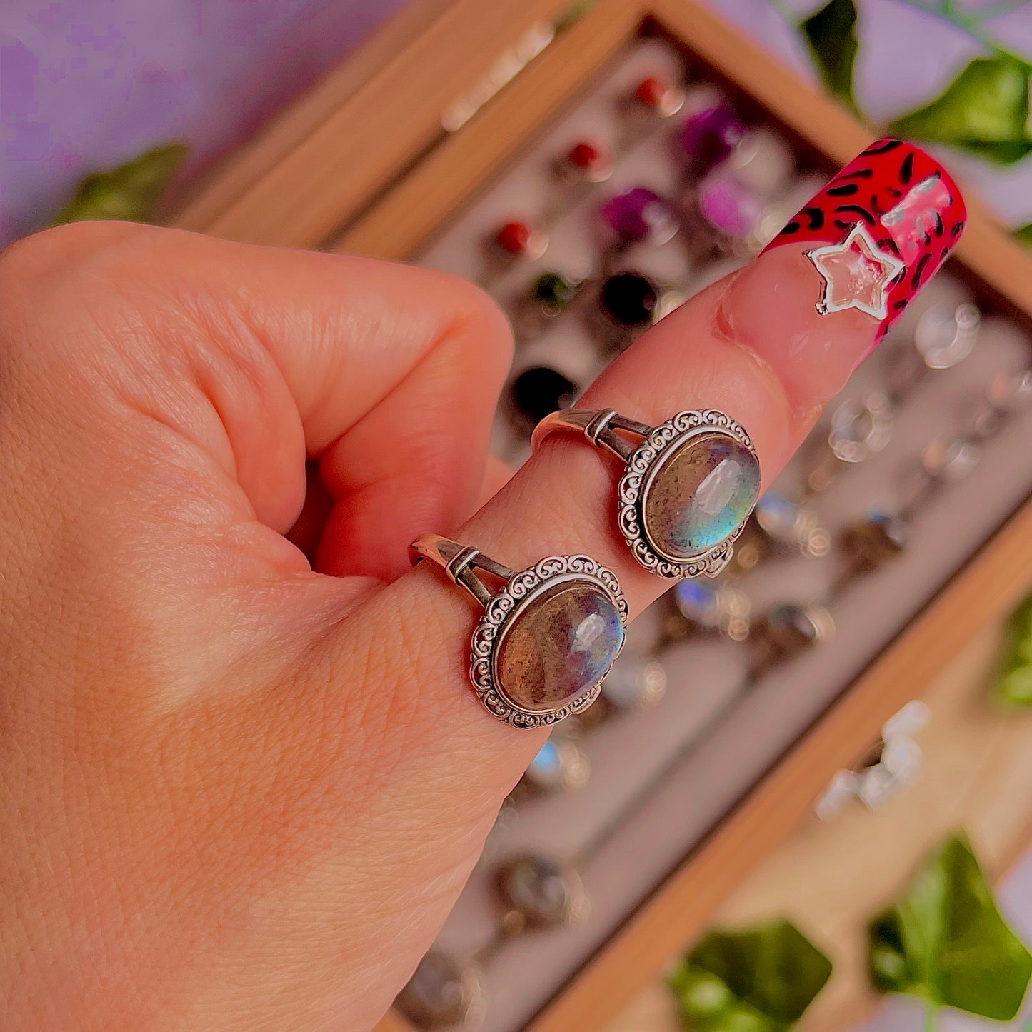 labradorite style B ~ 925 sterling silver adjustable rings / intuitively chosen