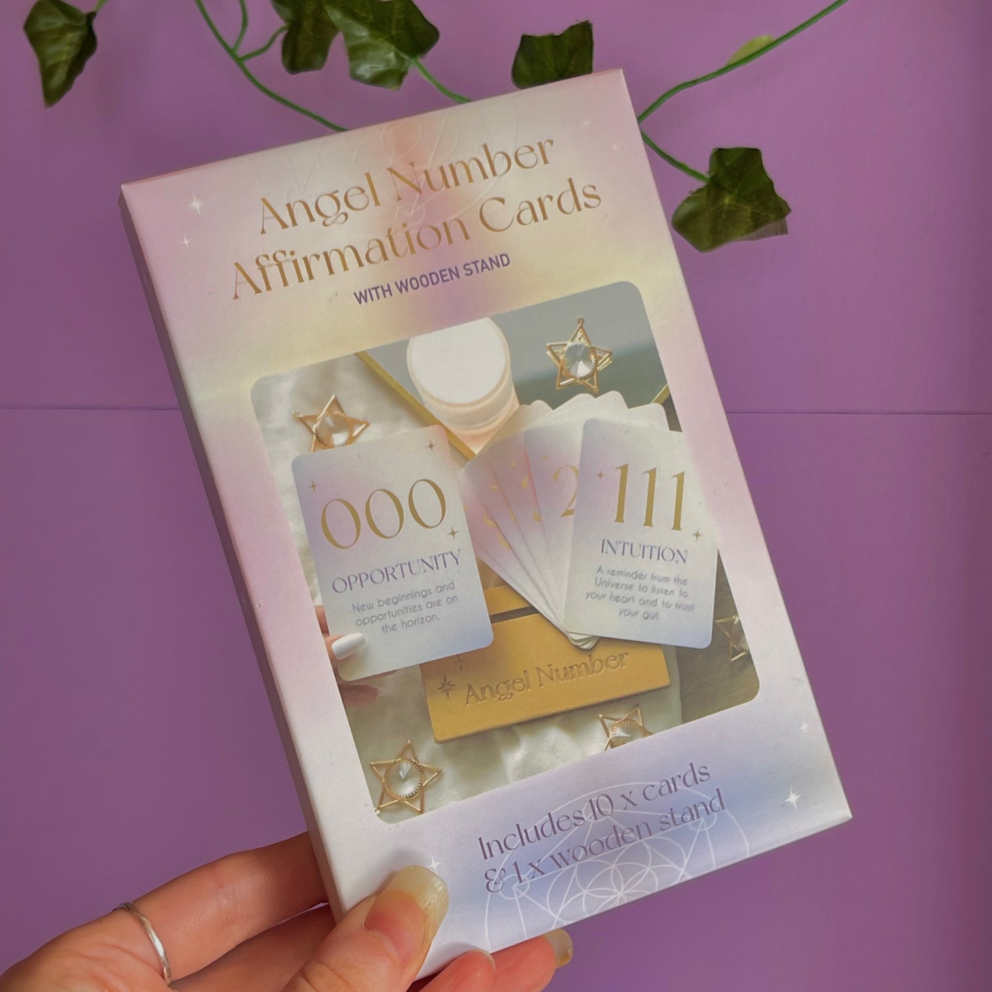 angel number affirmation cards with stand