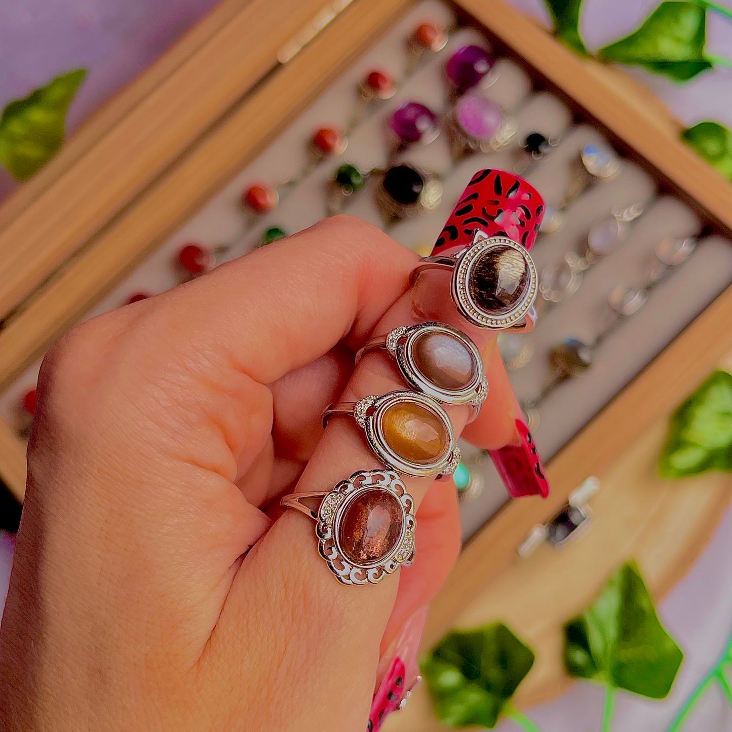 sunstone moonstone ~ 925 sterling silver adjustable rings / choose your own