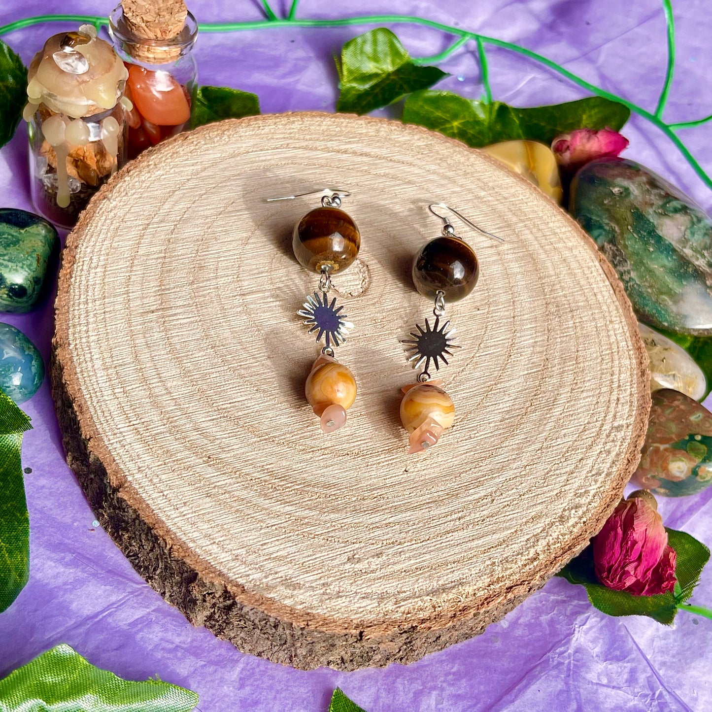 sun earrings on 925 hooks