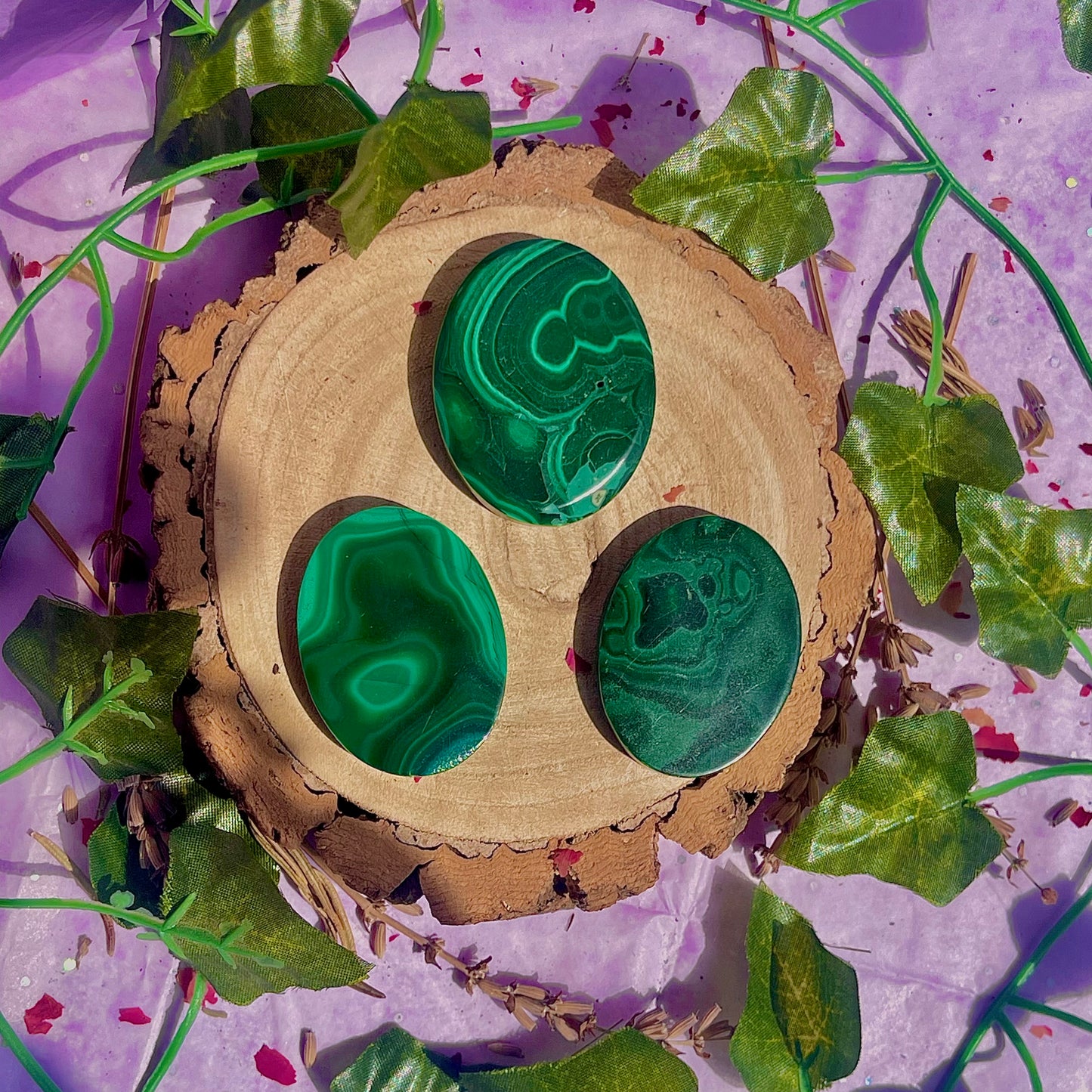 malachite palm stone ~ intuitively chosen