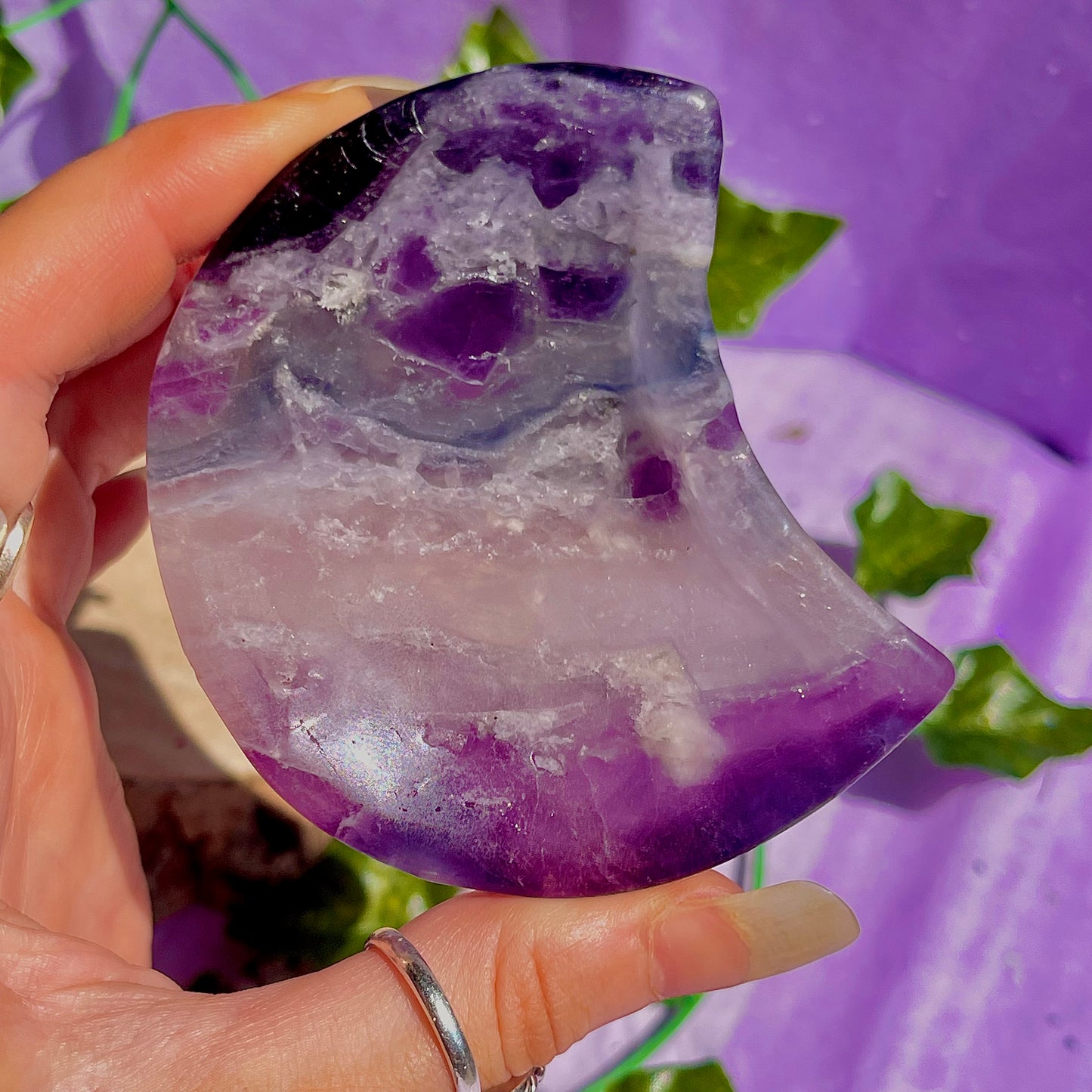 rainbow fluorite moon bowl B