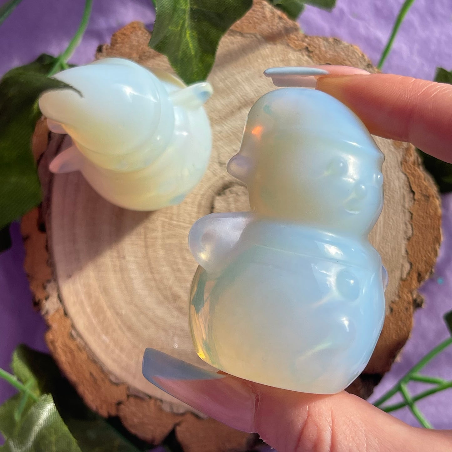 opalite snowman carving