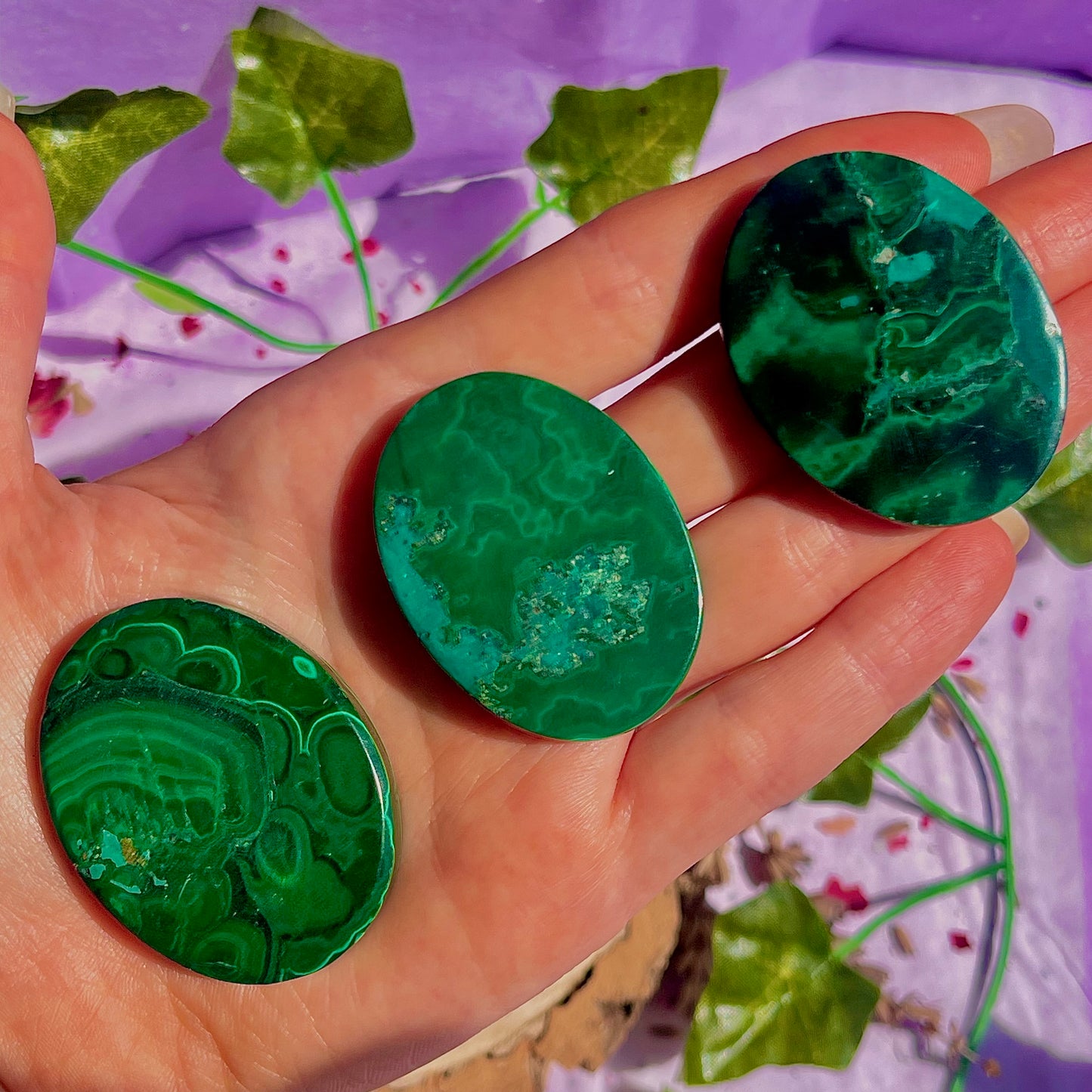 malachite palm stone ~ intuitively chosen