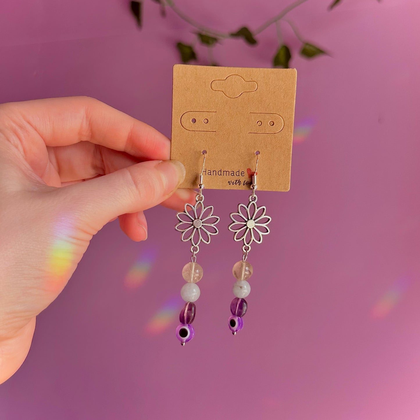 bloom earrings on 925 hooks ~ fluorite, aquamarine, calcite