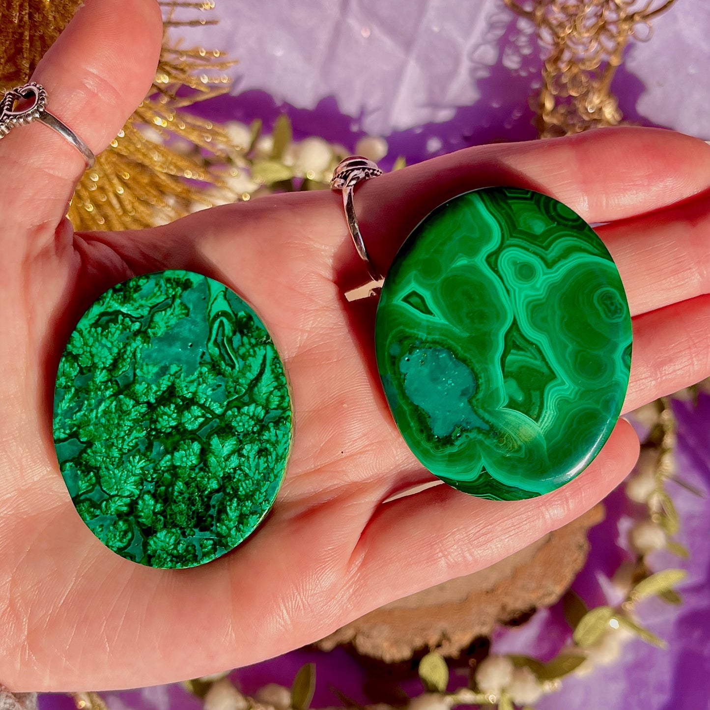 malachite palm stone ~ intuitively chosen