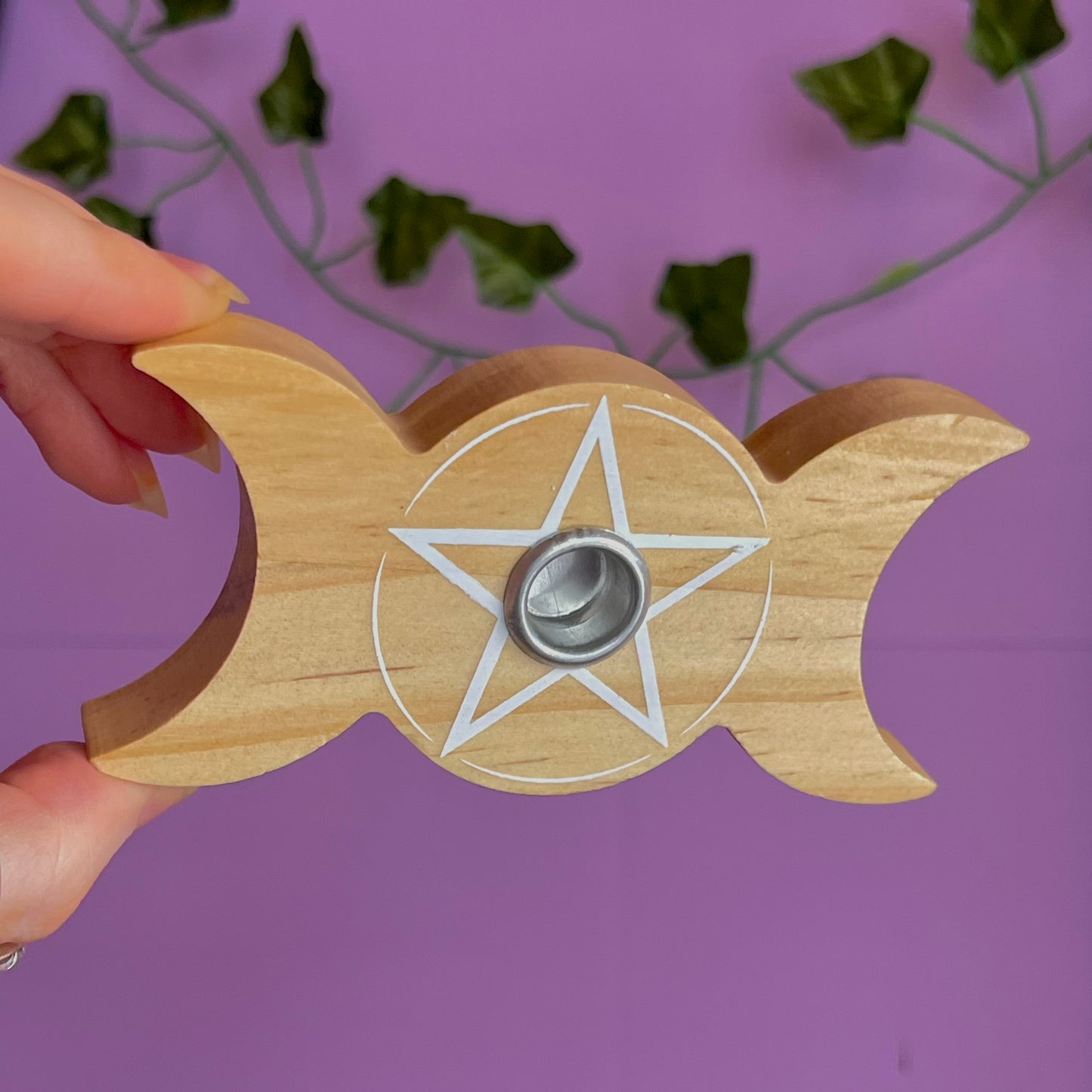 tripe moon spell candle holder