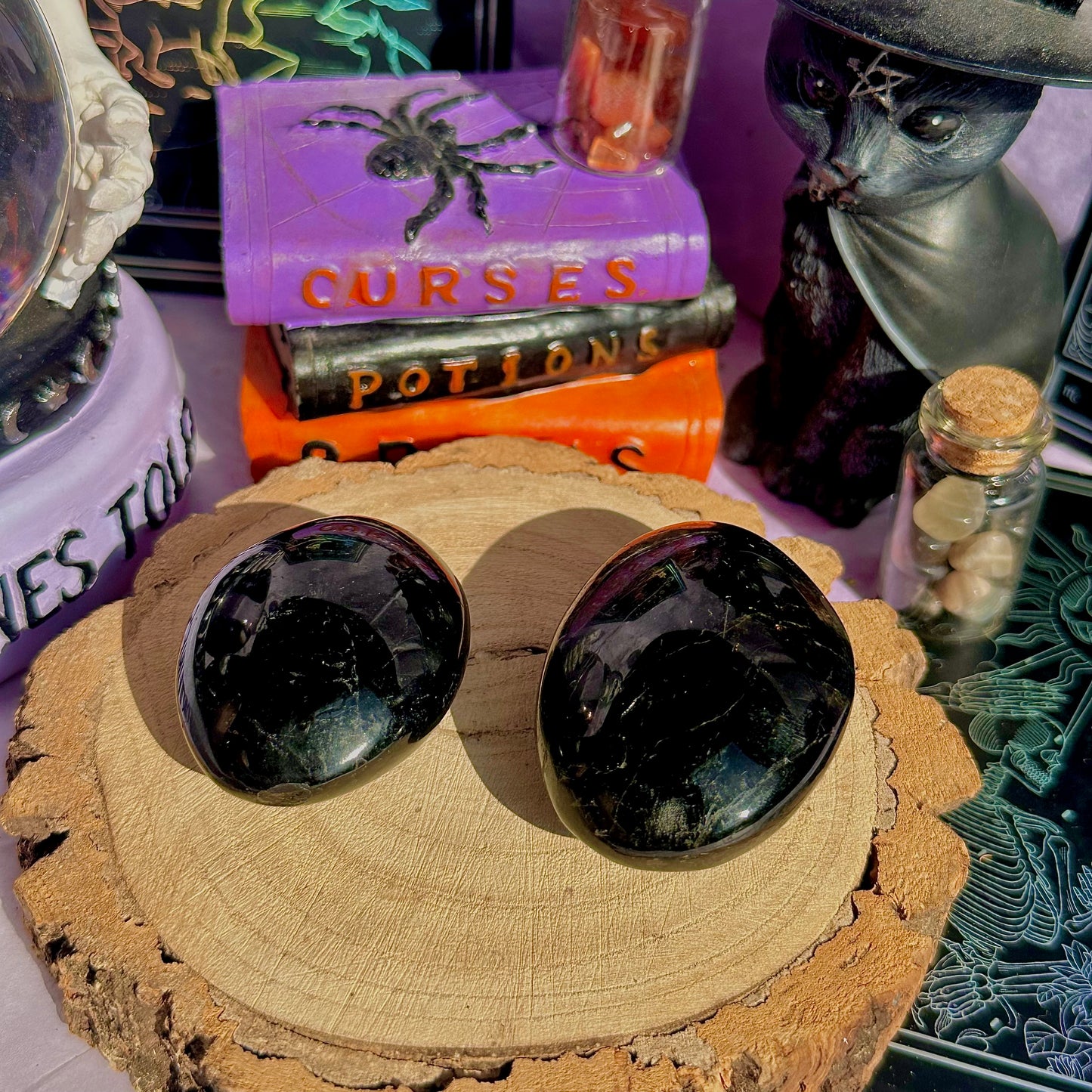 black tourmaline palm stones ~ intuitively chosen