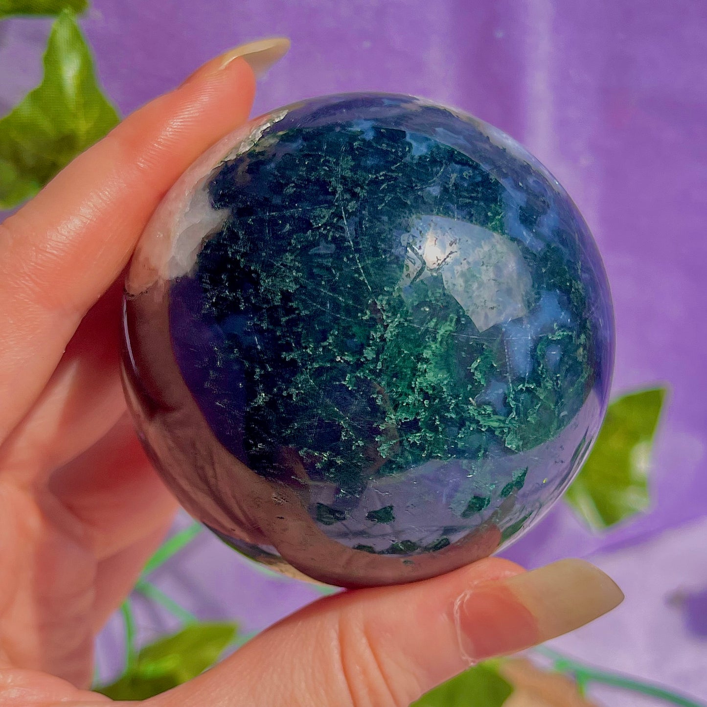 moss agate sphere