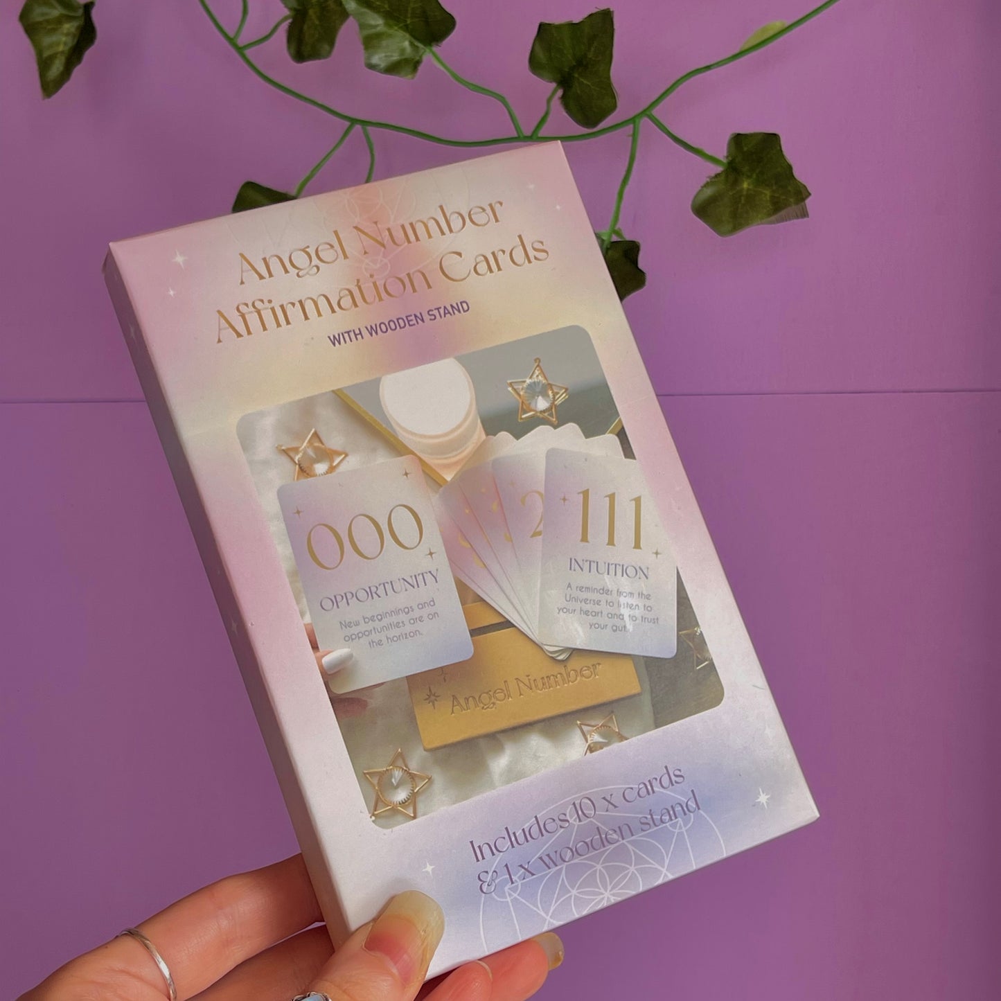 angel number affirmation cards with stand