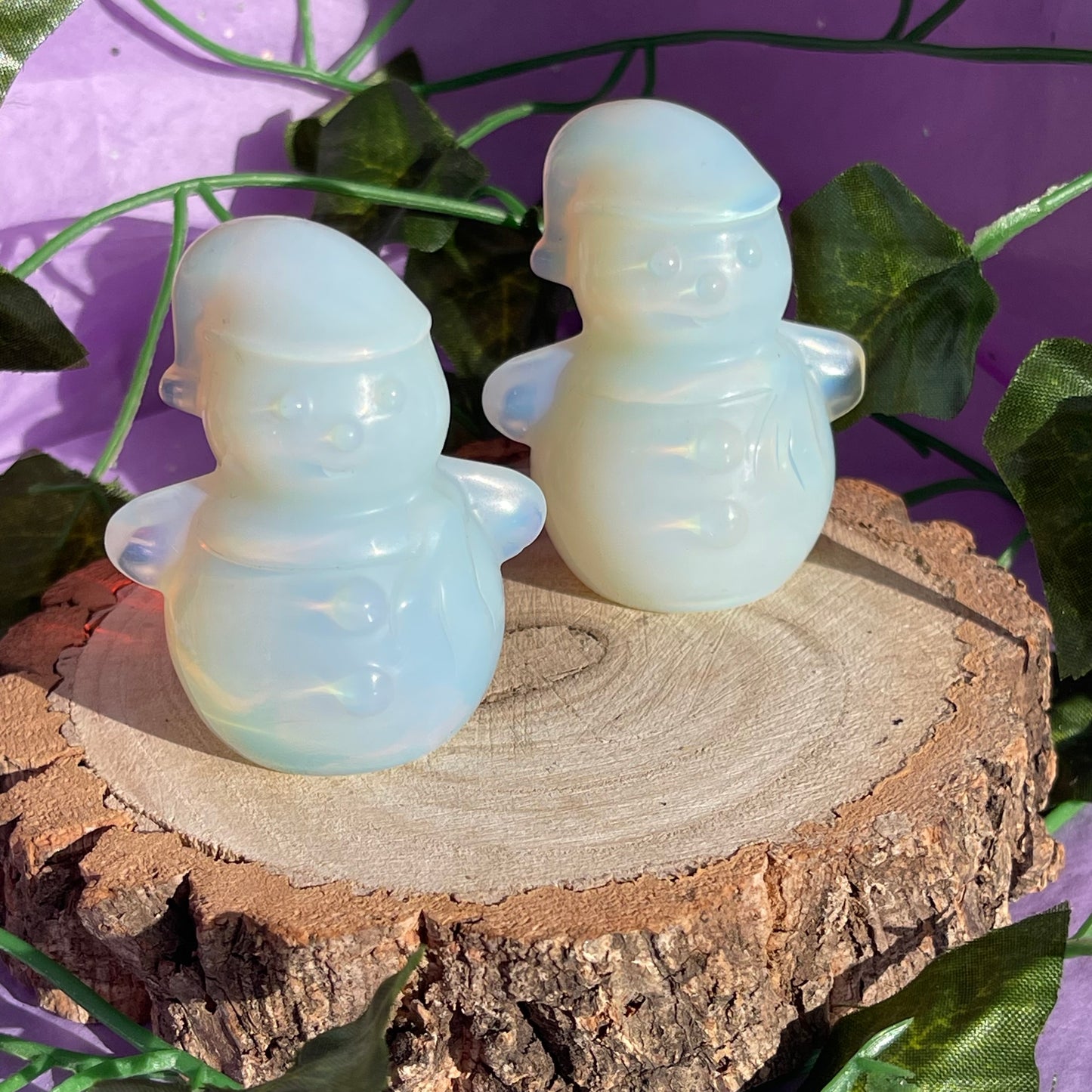 opalite snowman carving