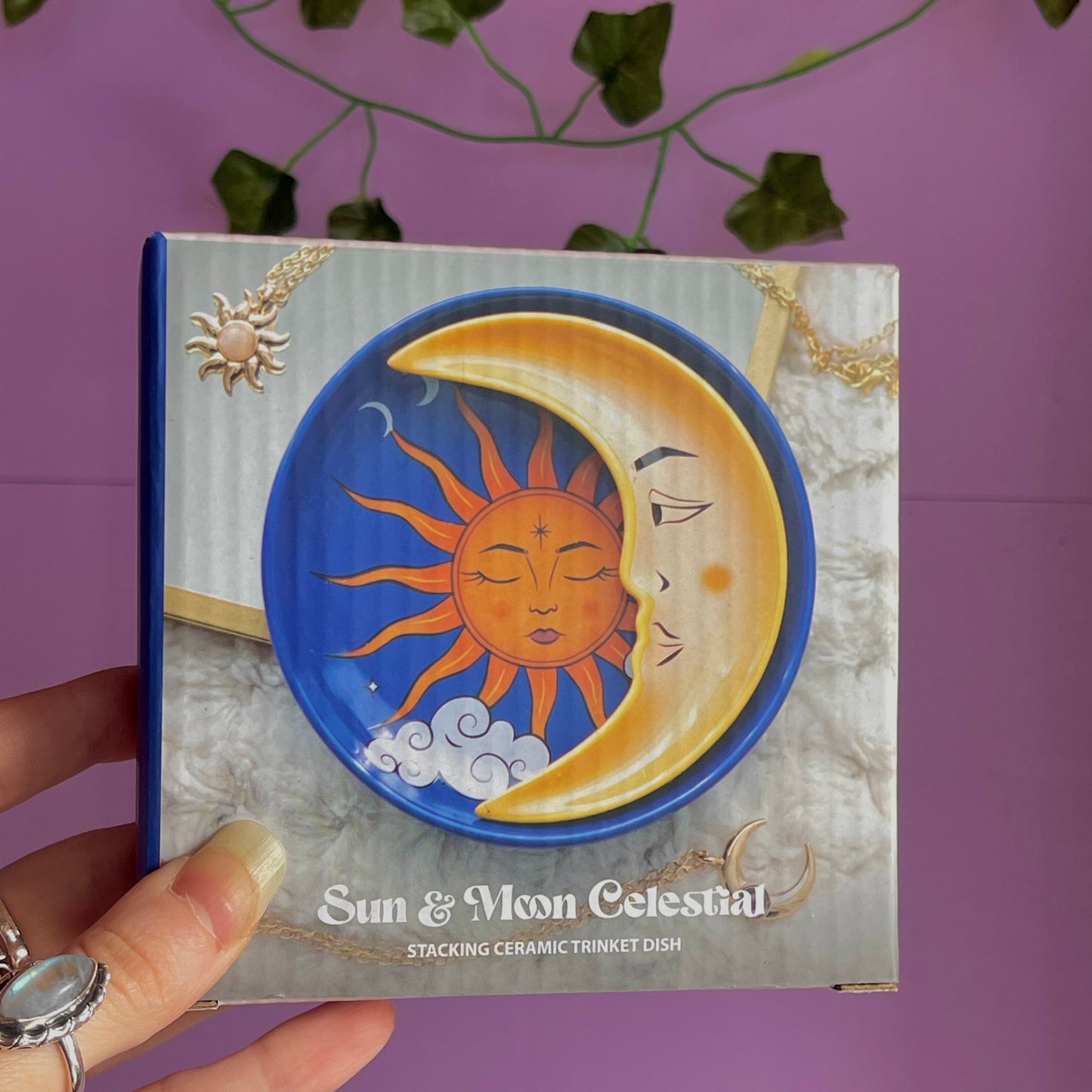 sun & moon celestial stacking trinket dish