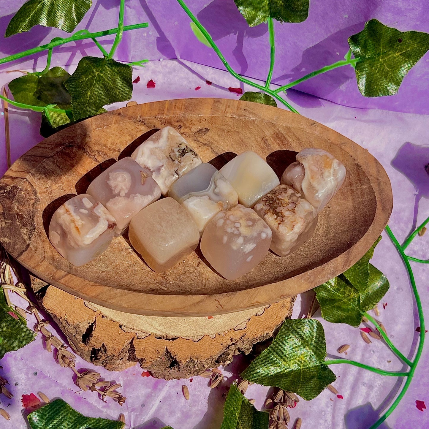 flower agate cubes