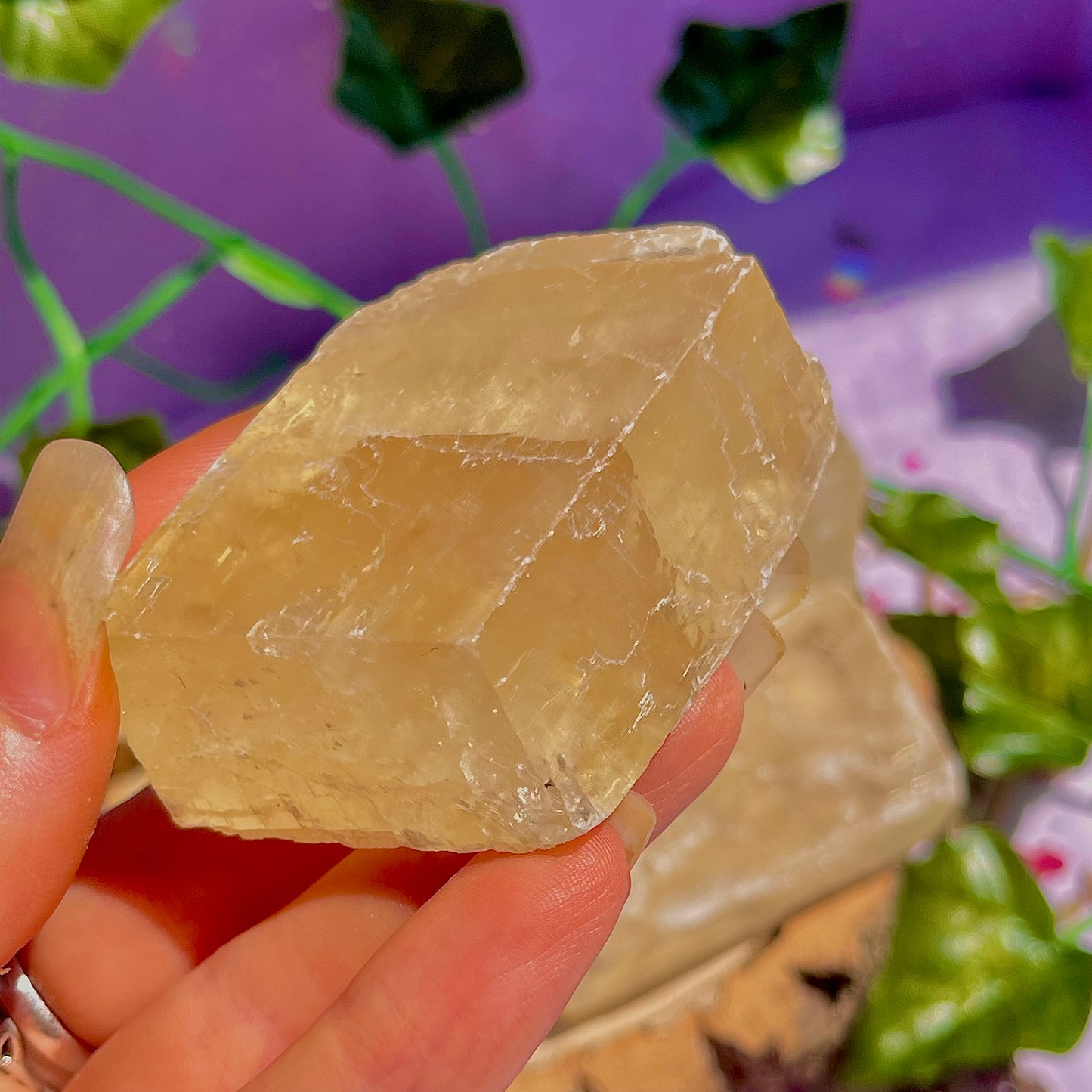 optical golden calcite natural rhombohedrons ~ small
