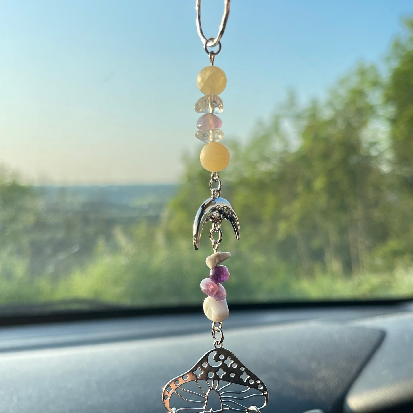 calm / anxiety relief car charm - howlite, lepidolite, amethyst, calcite, clear quartz