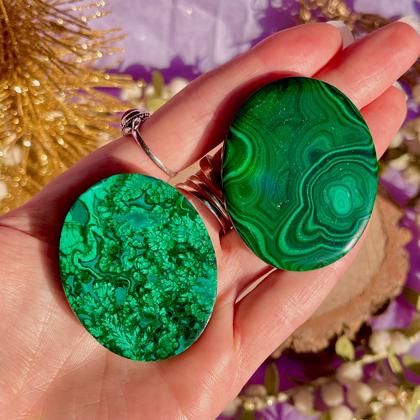 malachite palm stone ~ intuitively chosen