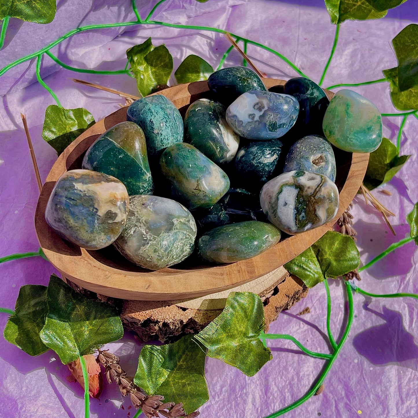 moss agate tumble