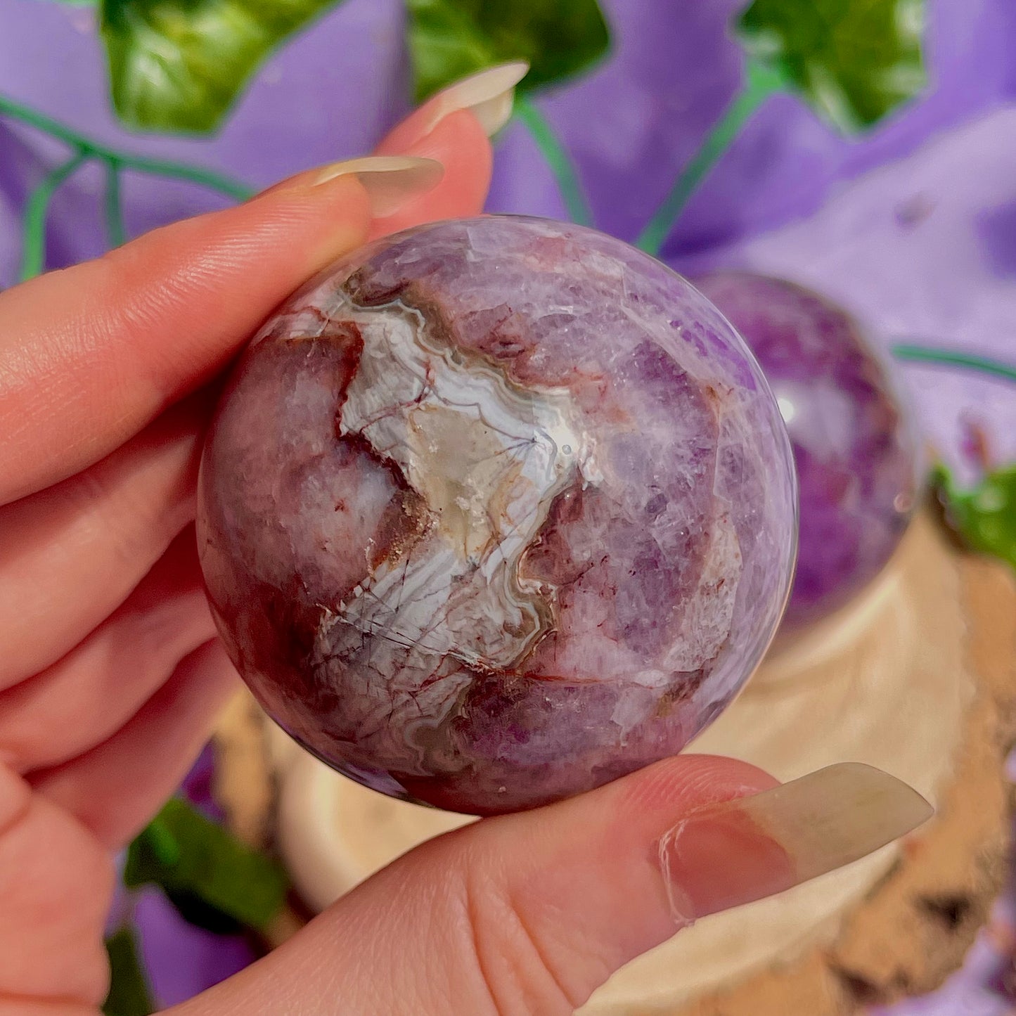 crazy lace agate & amethyst spheres ~ intuitively chosen