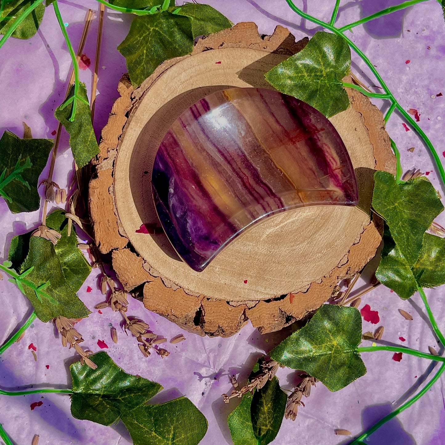 rainbow fluorite moon bowl A