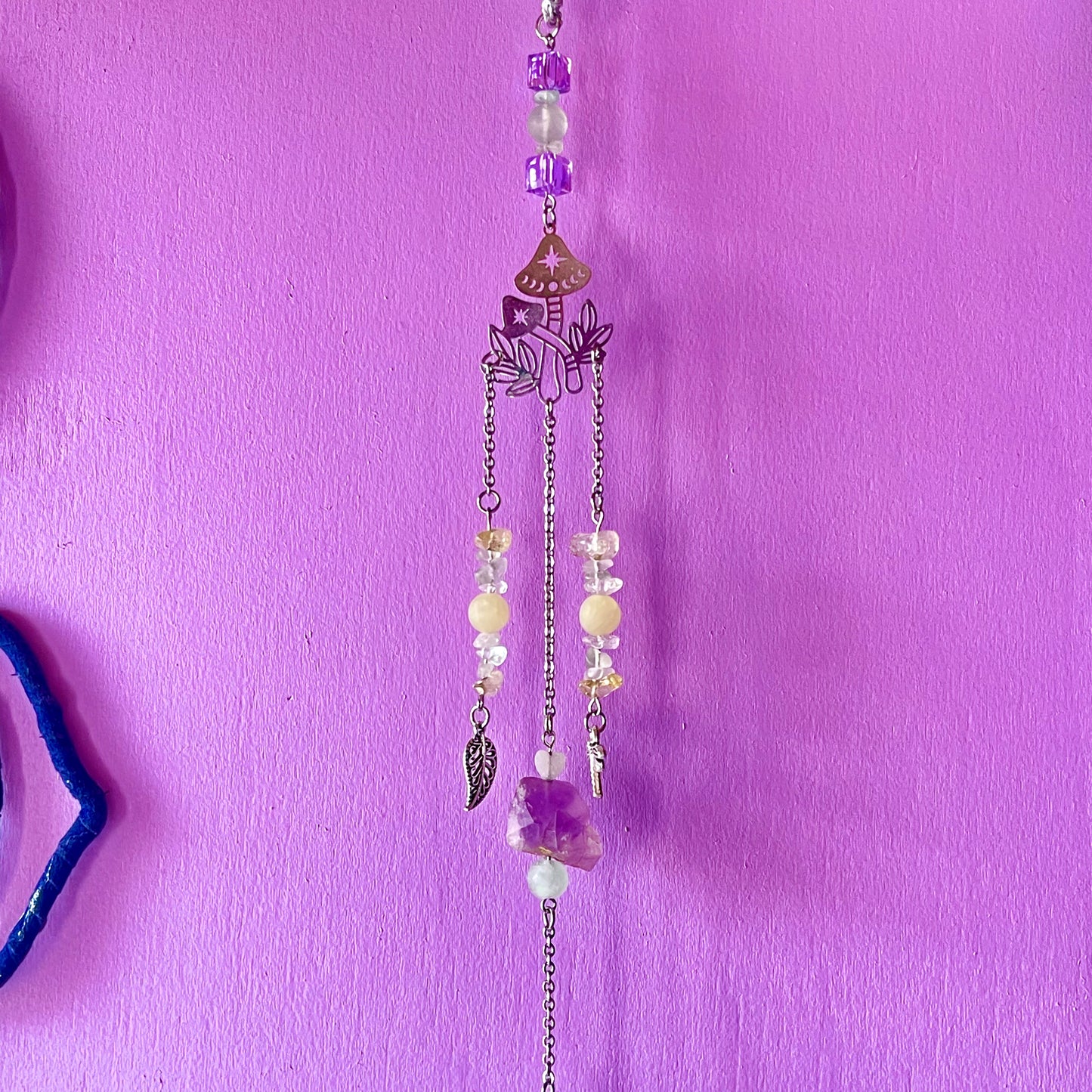 the magick tree sun catcher - amazonite, fluorite, amethyst, calcite, clear quartz, citrine & angelite