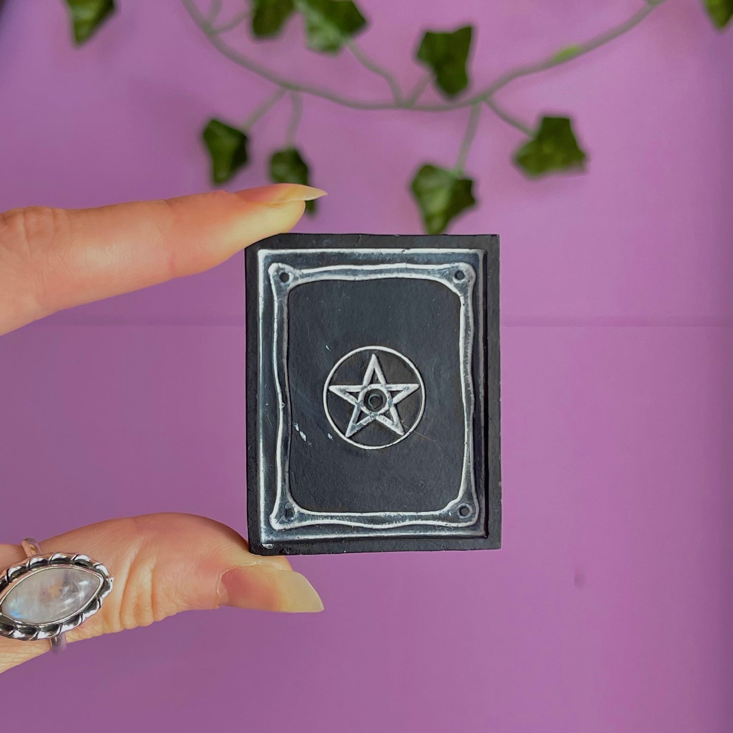 pentagram spell book incense holder