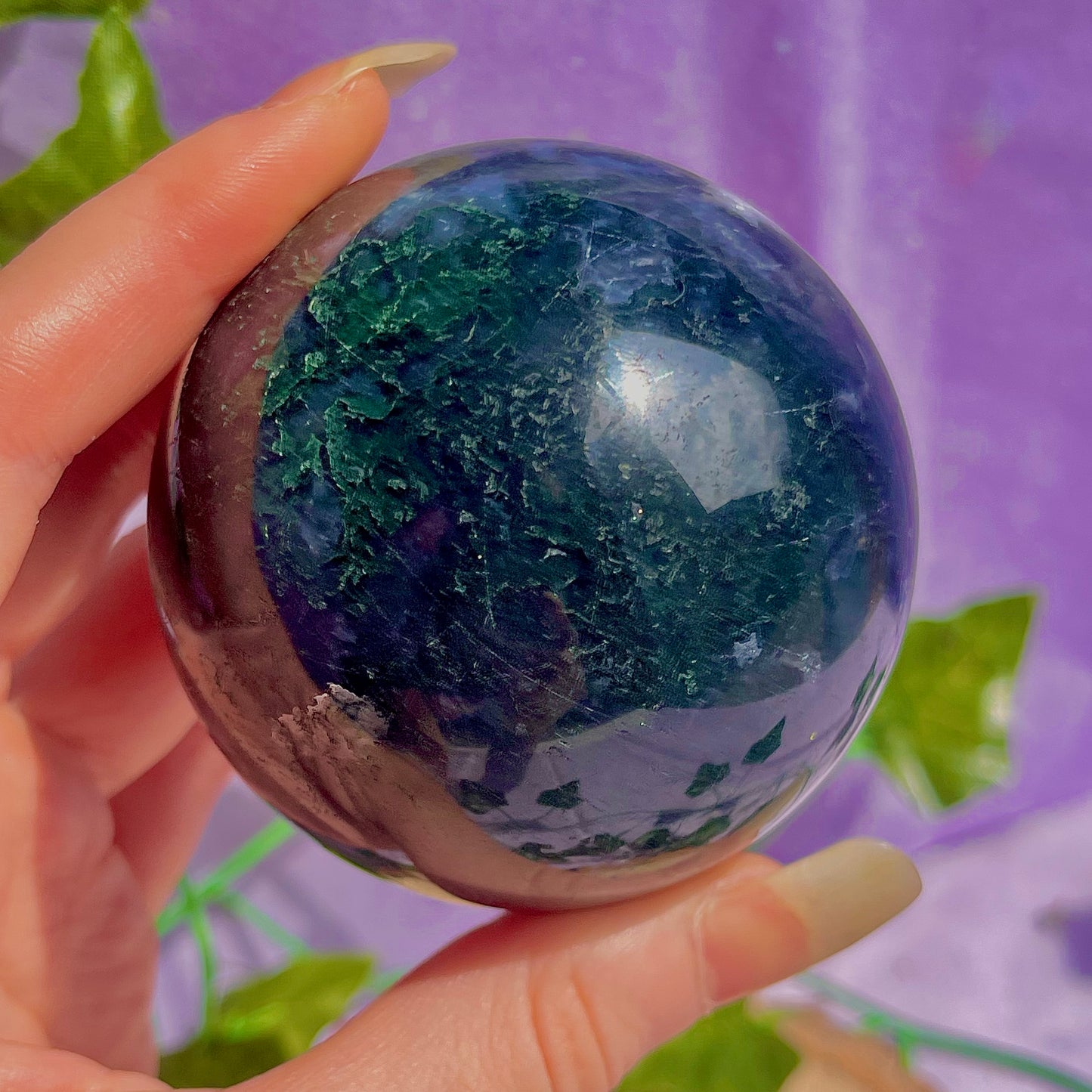 moss agate sphere