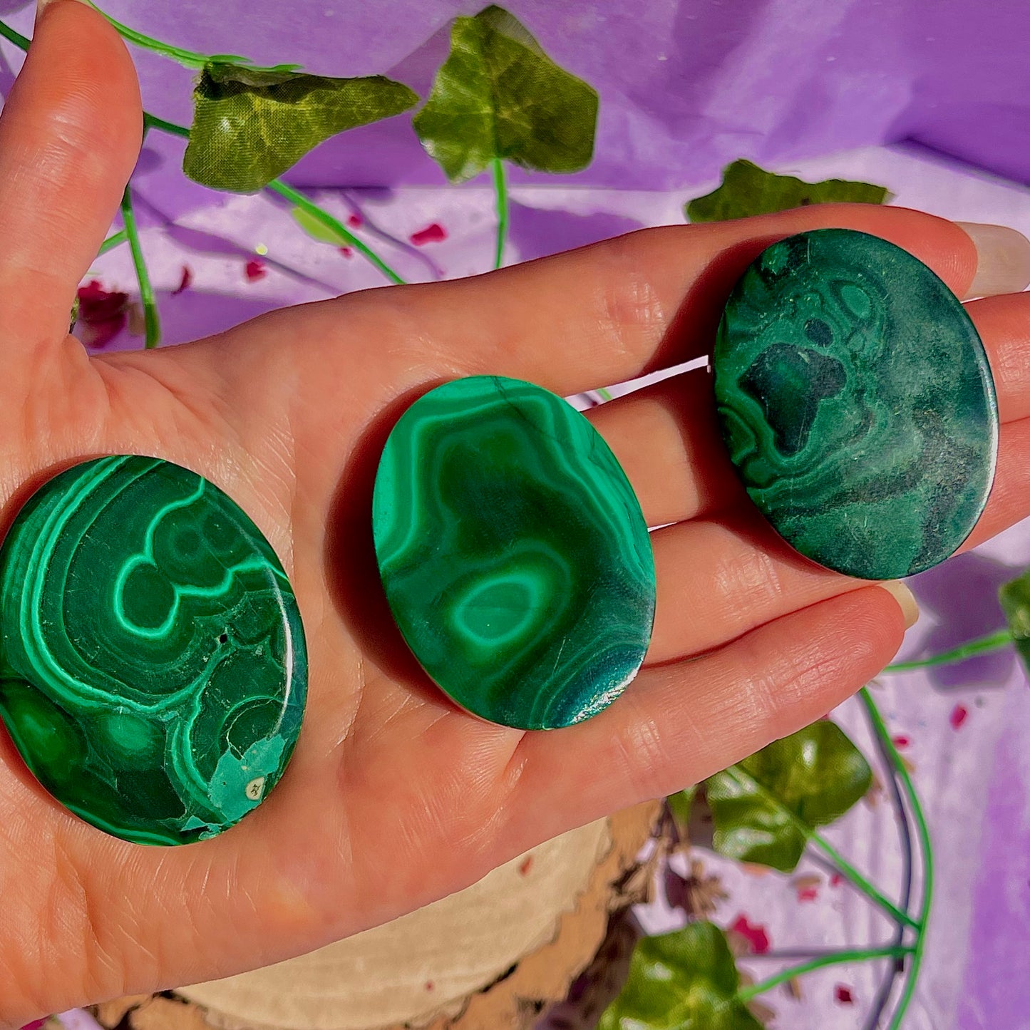 malachite palm stone ~ intuitively chosen