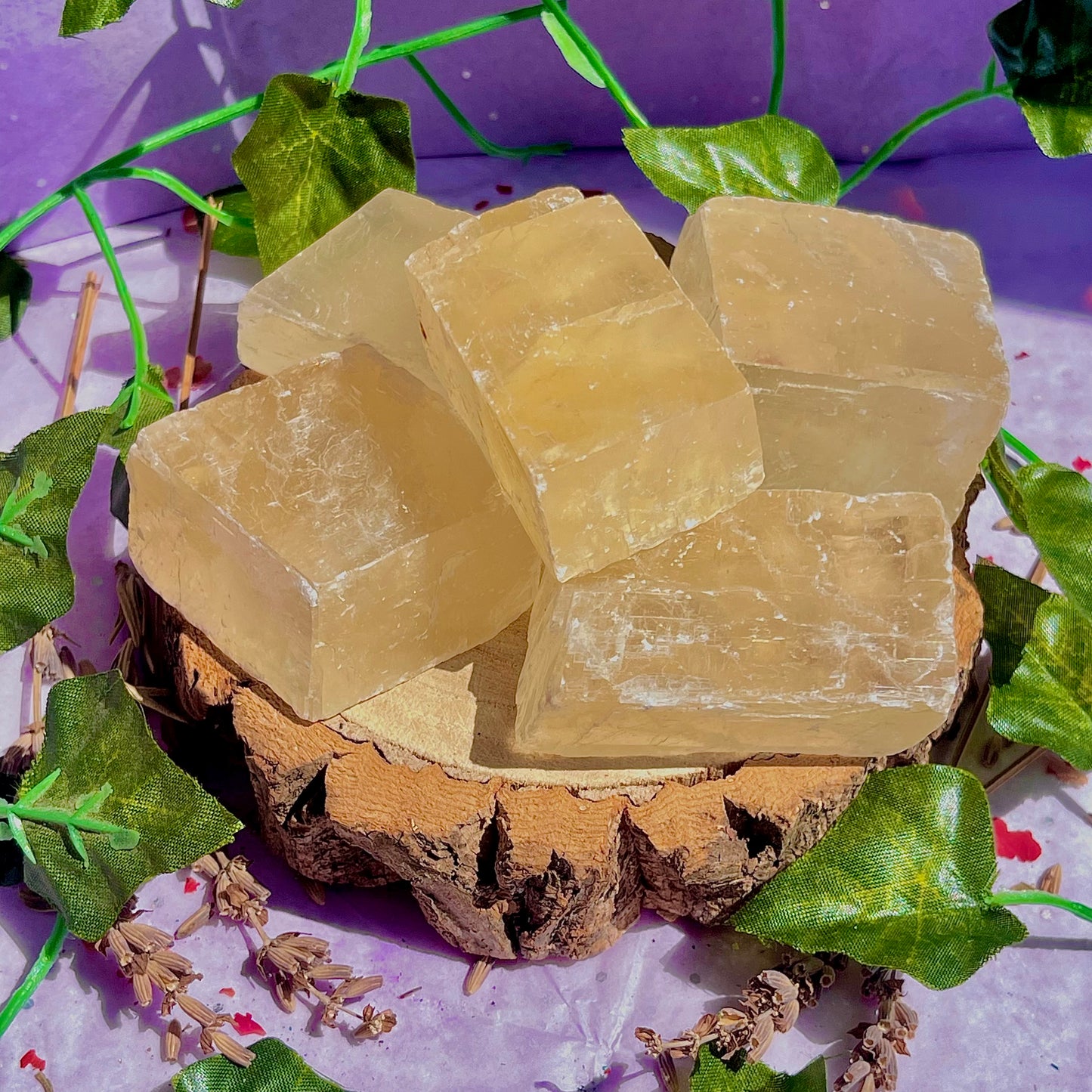 optical golden calcite natural rhombohedrons ~ small