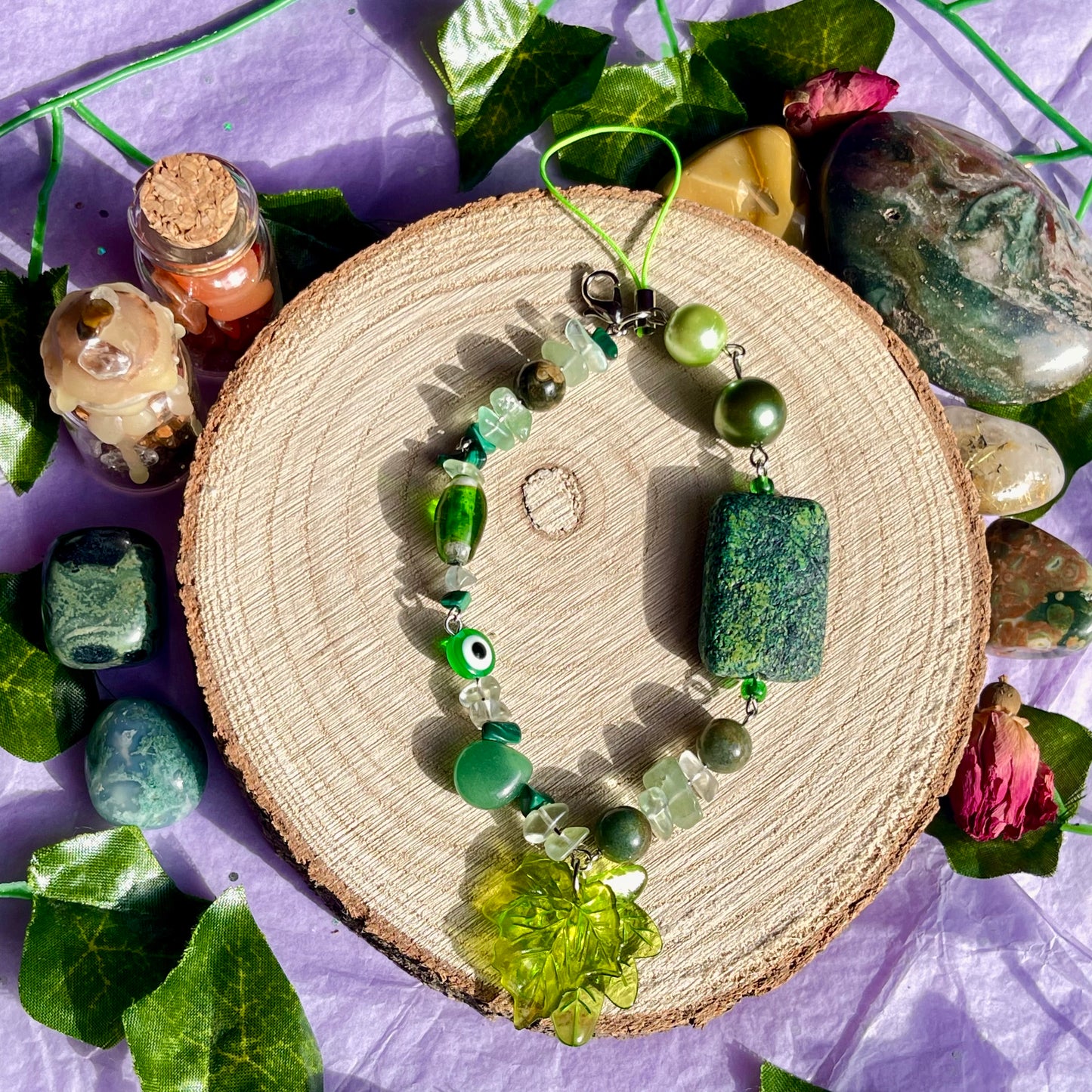 green phone charm