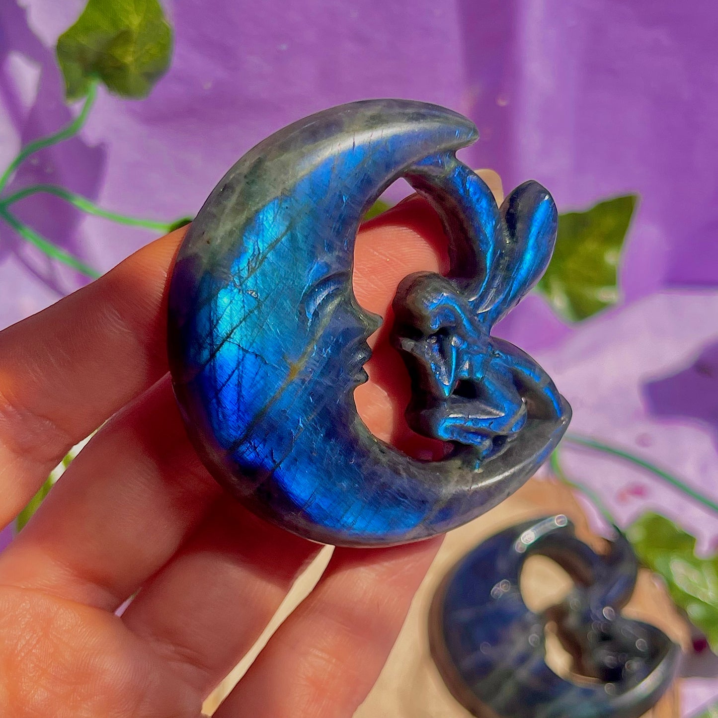 labradorite moon & fairy carvings