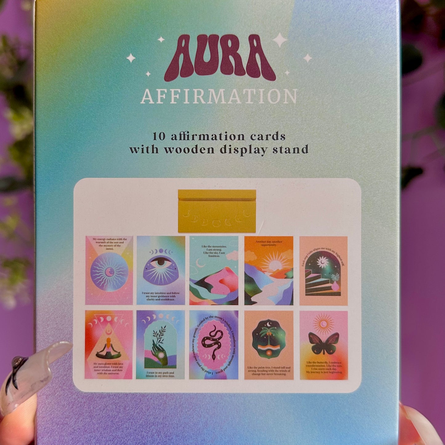 aura affirmation cards with stand