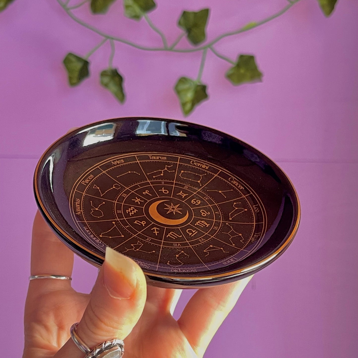 astrology wheel trinket dish