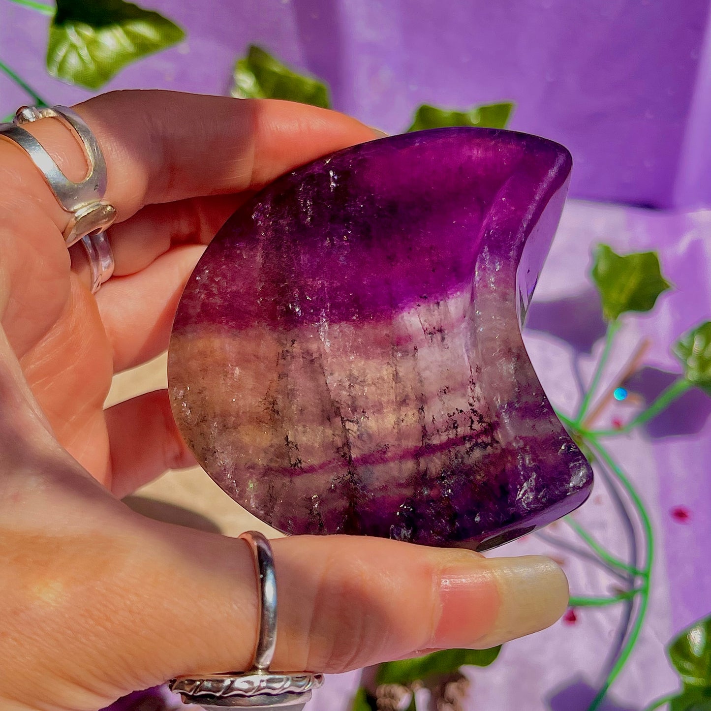 rainbow fluorite moon bowl C