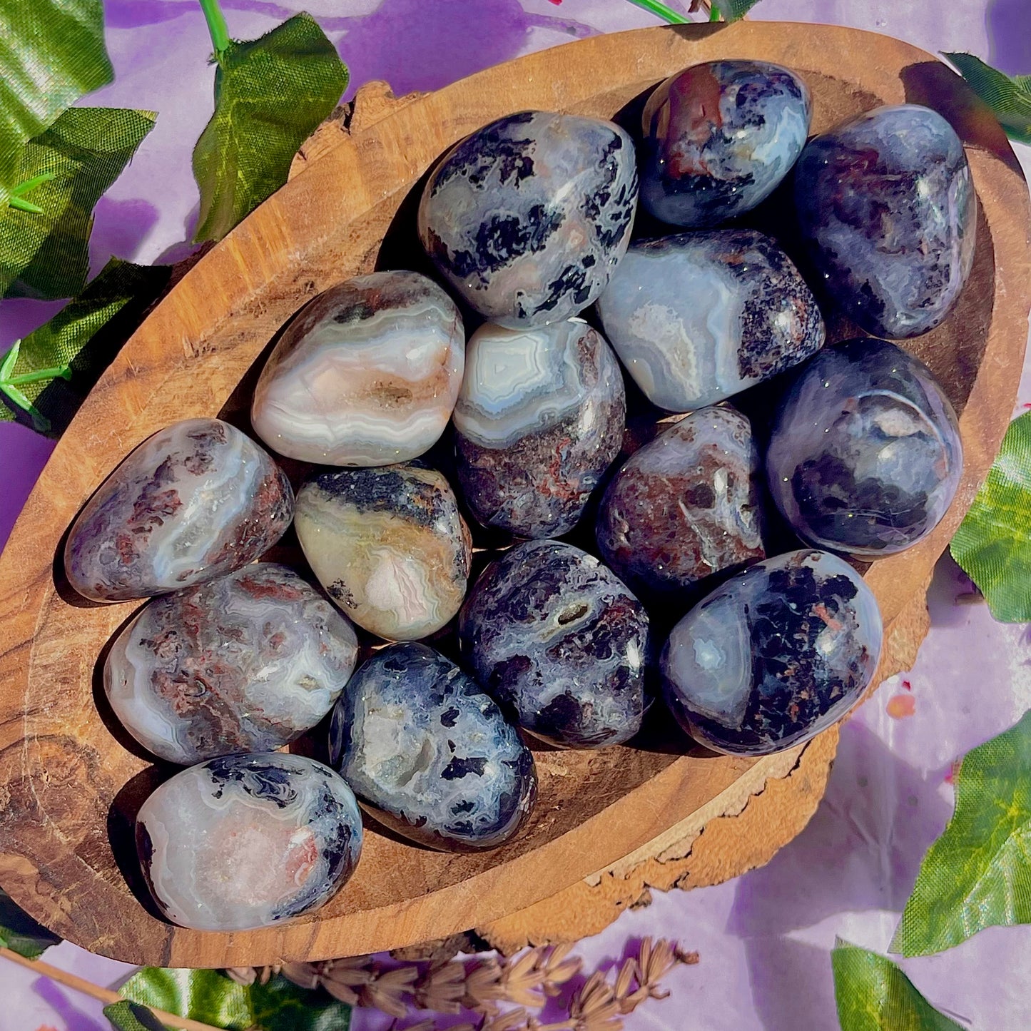 zebra lace agate tumbles