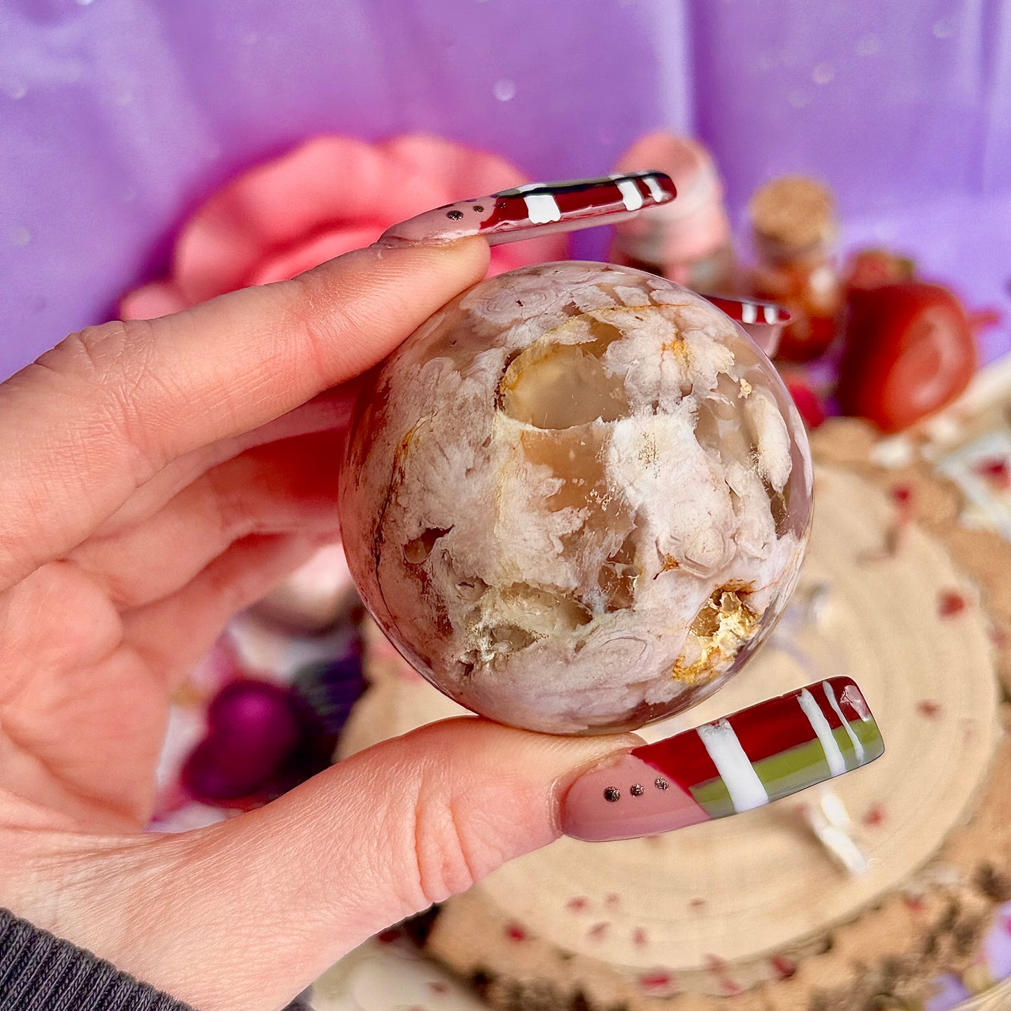 flower agate sphere A