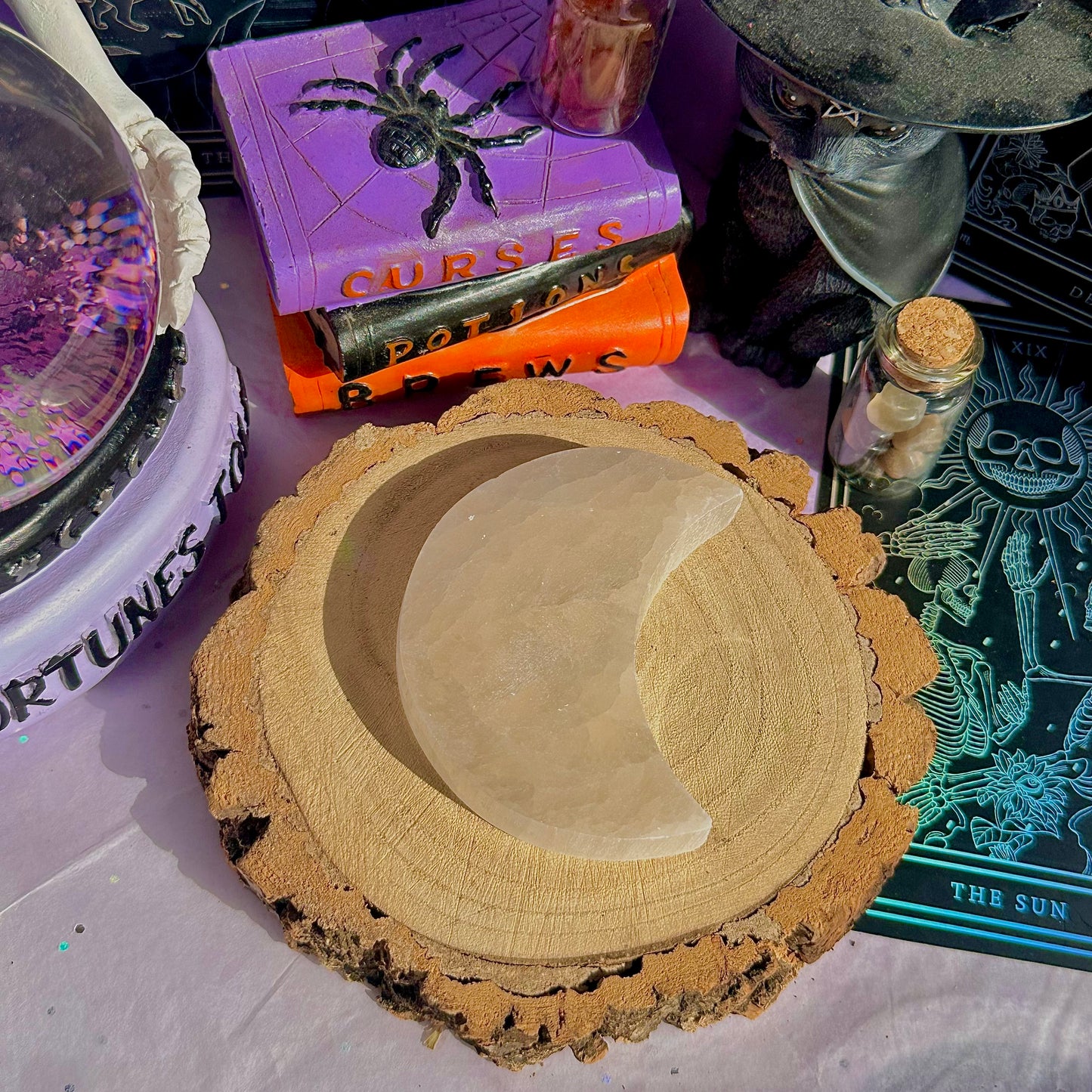 satin spar selenite moon