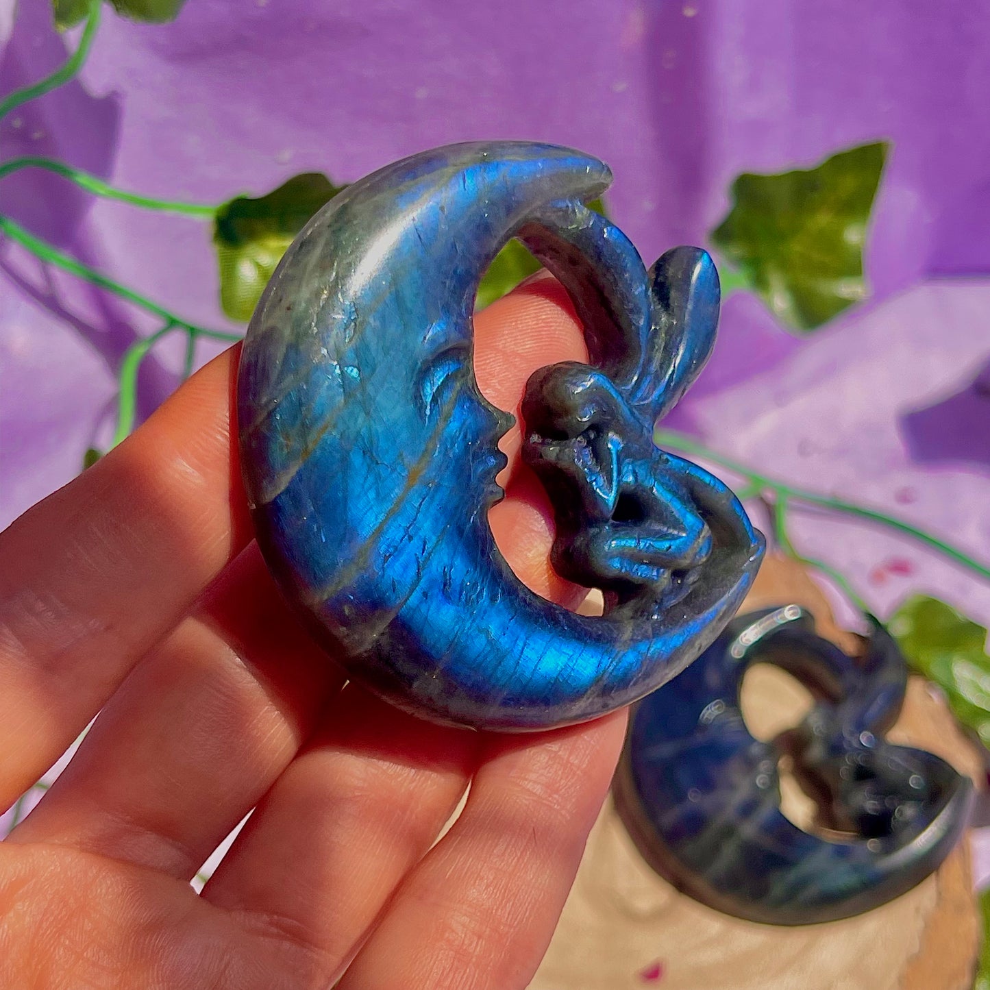 labradorite moon & fairy carvings
