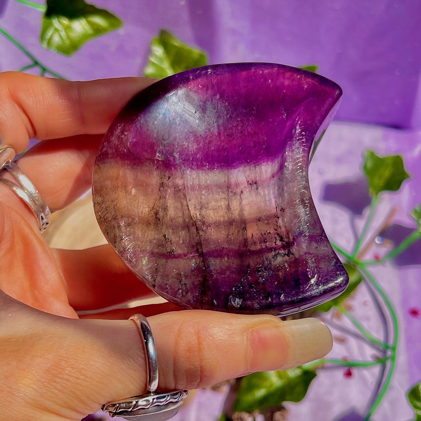 rainbow fluorite moon bowl C