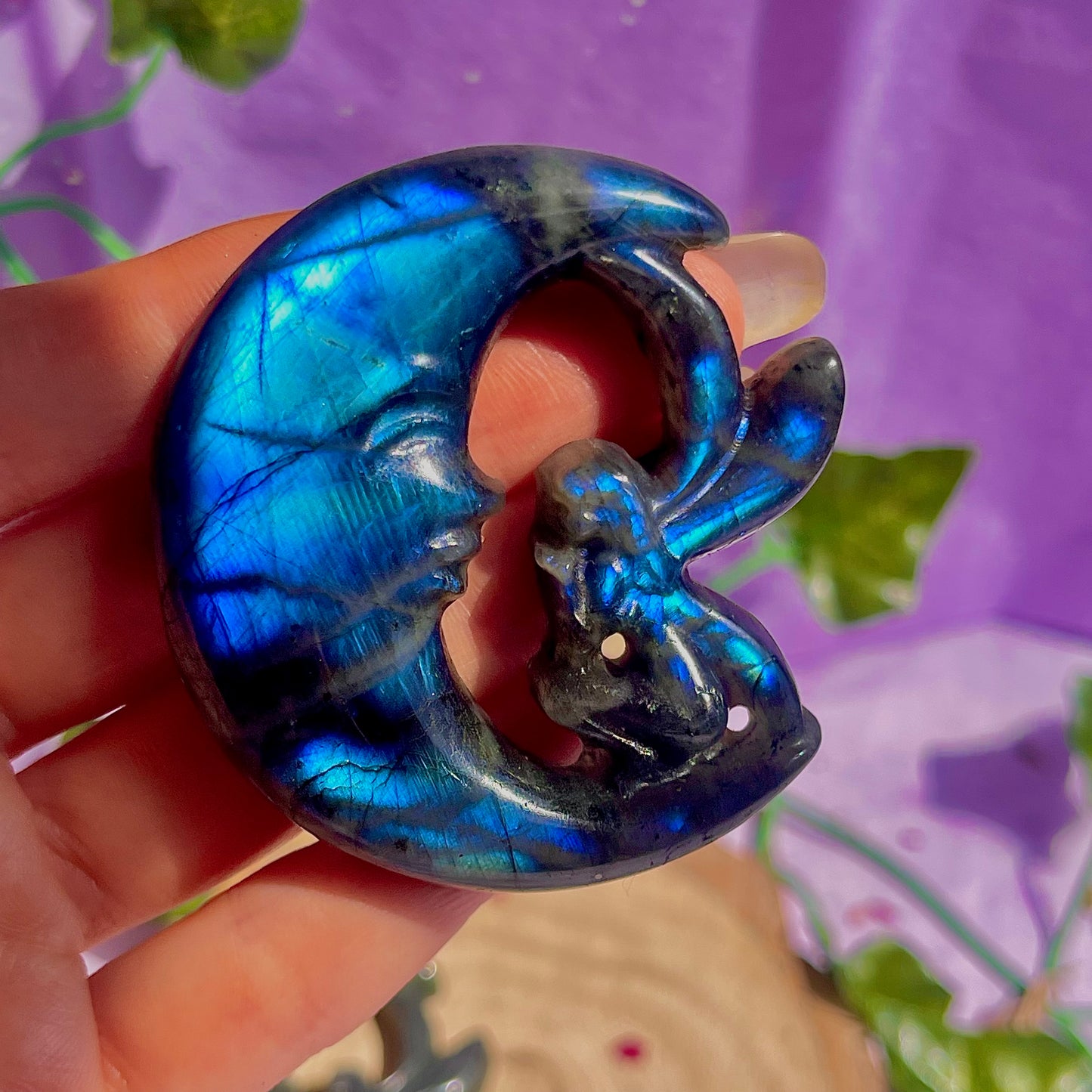 labradorite moon & fairy carvings