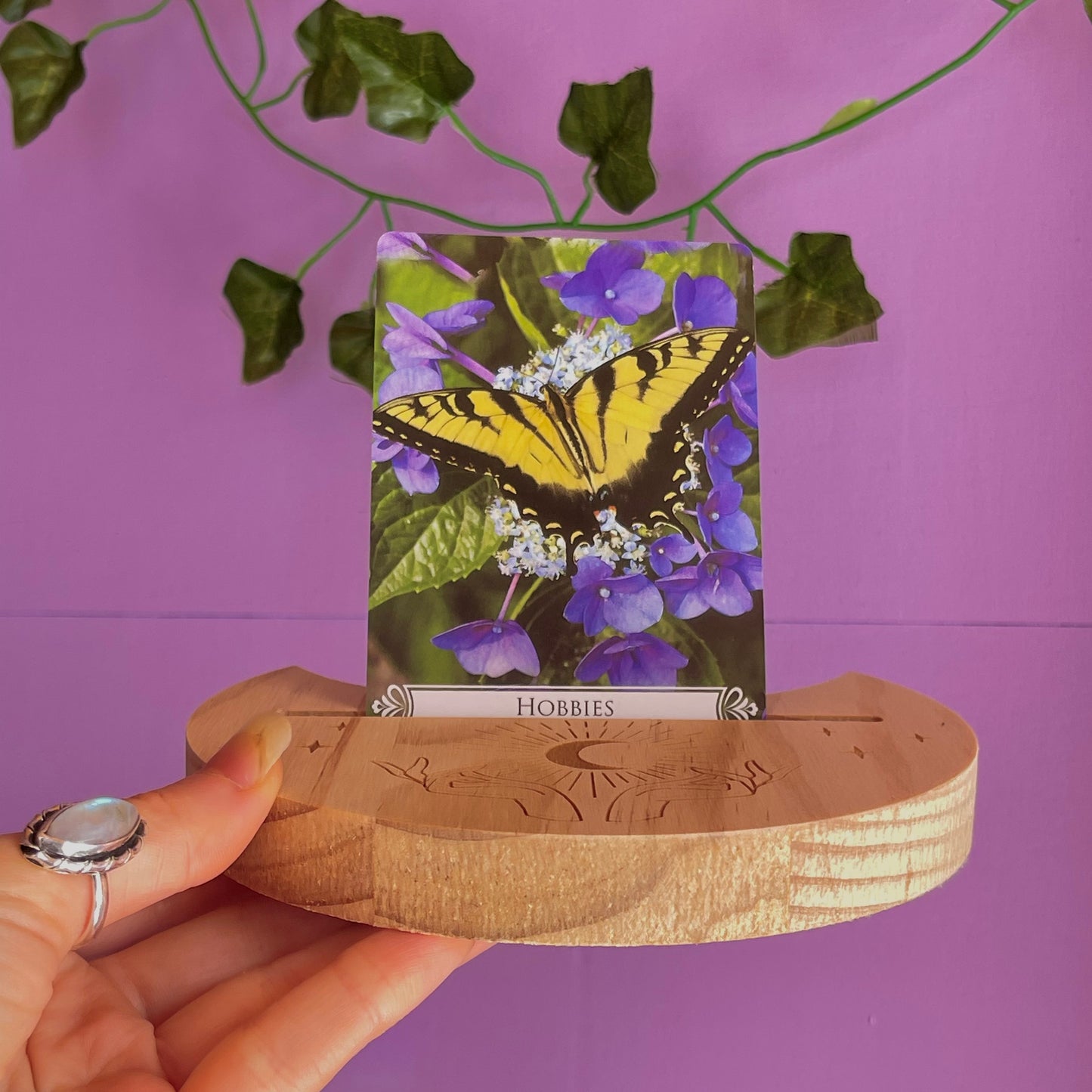 mystical hands moon tarot card stand