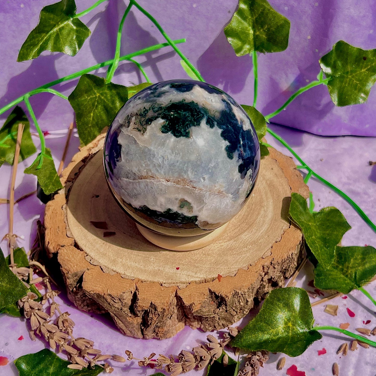 moss agate sphere