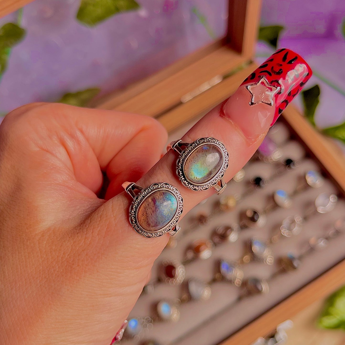 labradorite style B ~ 925 sterling silver adjustable rings / intuitively chosen