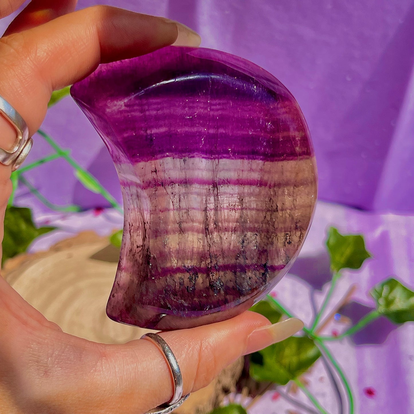 rainbow fluorite moon bowl C