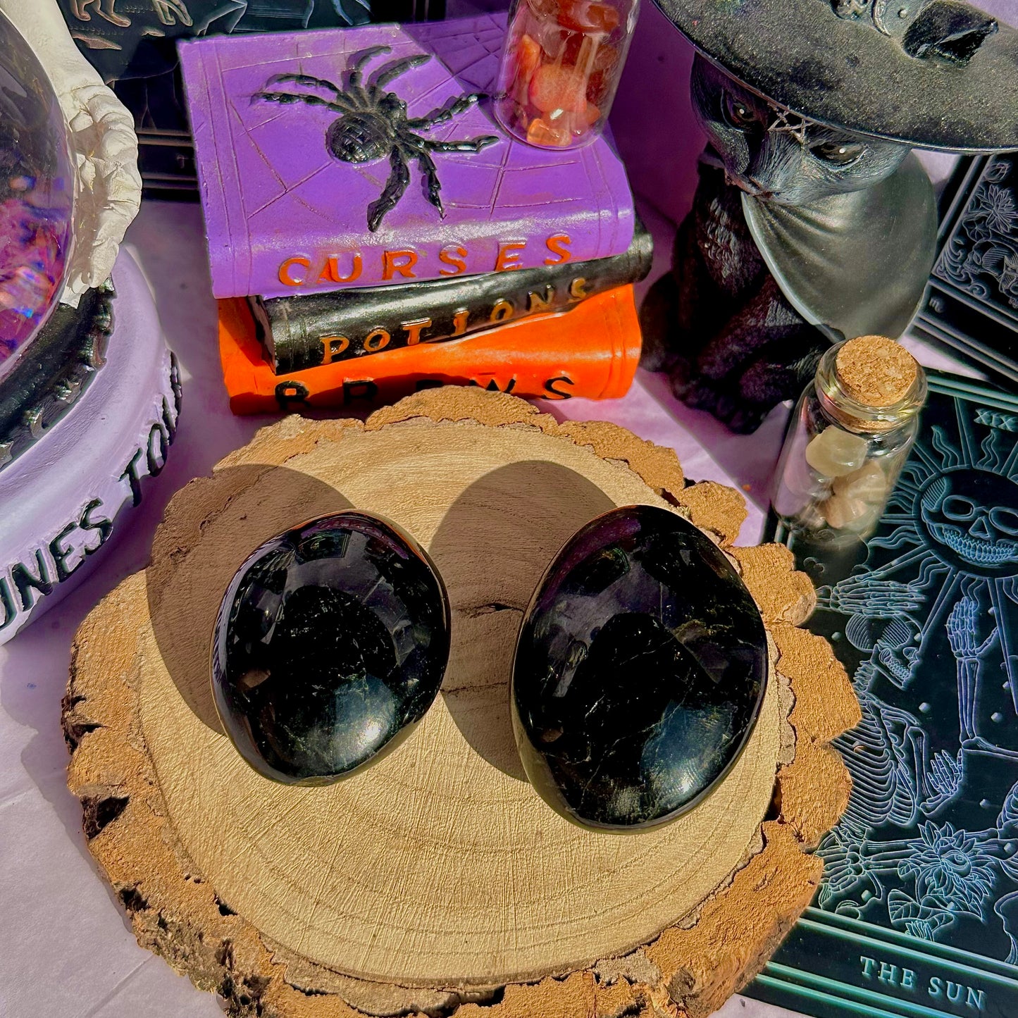 black tourmaline palm stones ~ intuitively chosen