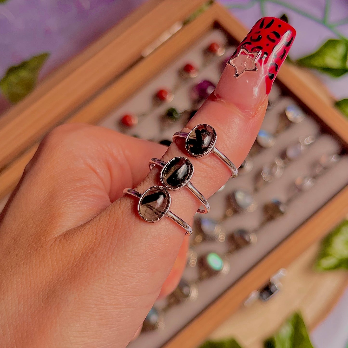 green rutile quartz ~ 925 sterling silver adjustable rings / choose your own